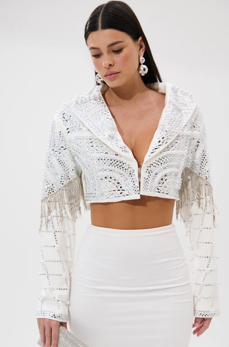 DIRTY MARTINI EMBELLISHED BLAZER IN WHITE - Image 2