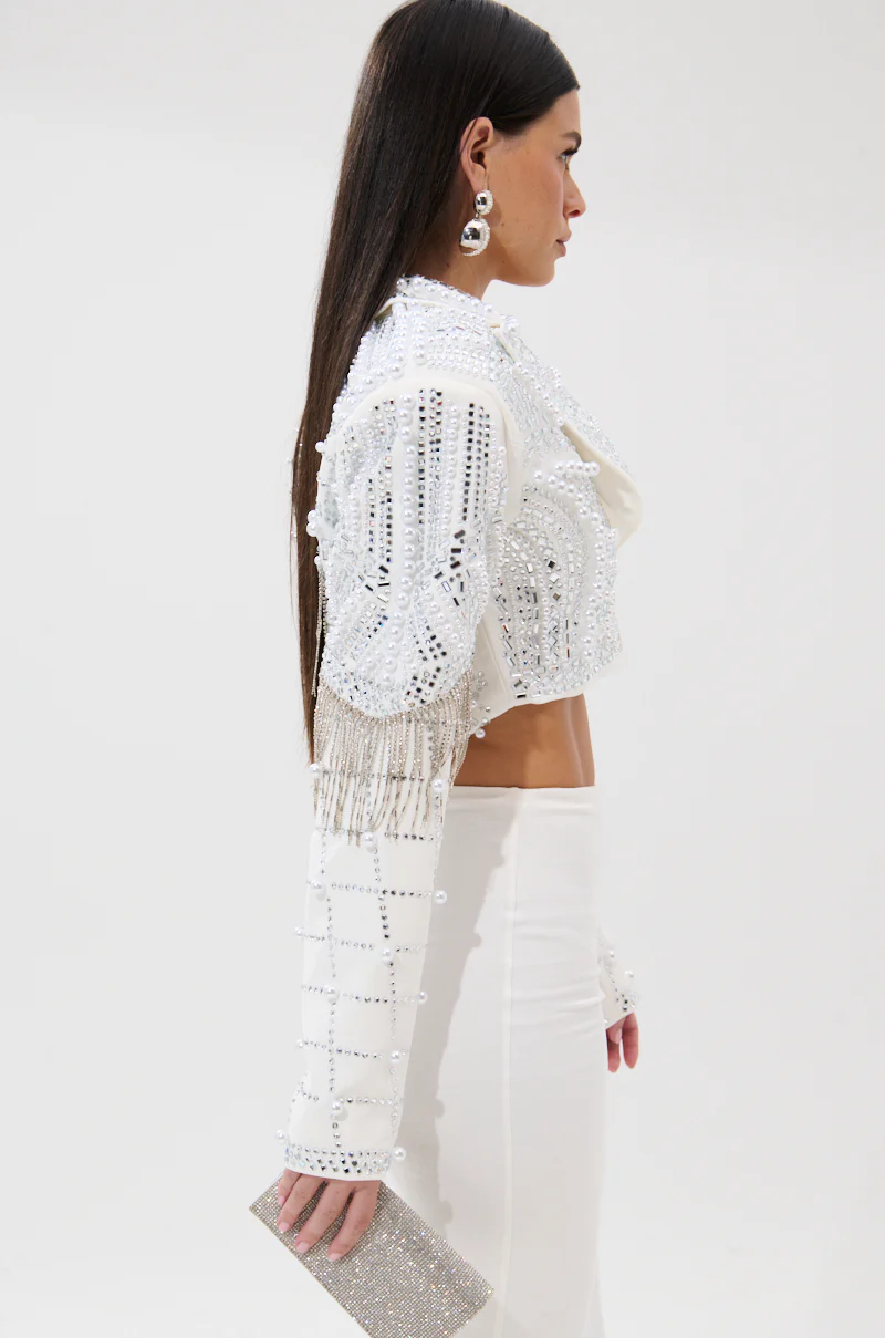 DIRTY MARTINI EMBELLISHED BLAZER IN WHITE - Image 5