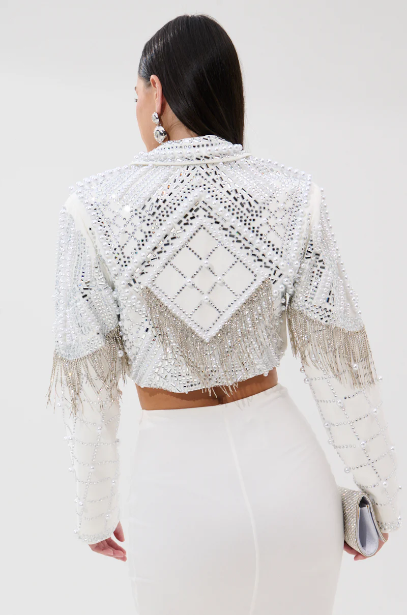 DIRTY MARTINI EMBELLISHED BLAZER IN WHITE - Image 6