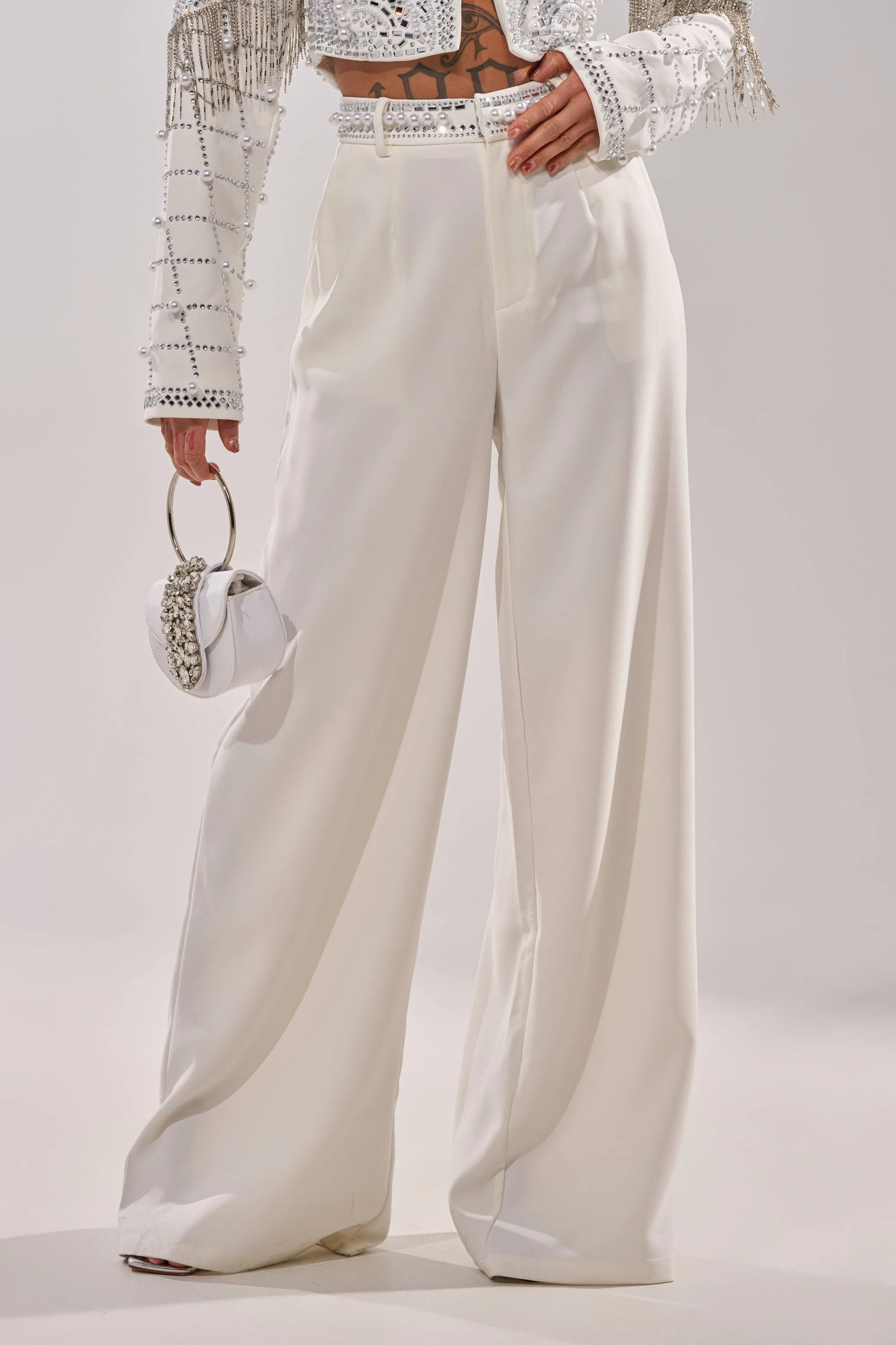 DIRTY MARTINI EMBELLISHED TROUSER IN WHITE - Image 3