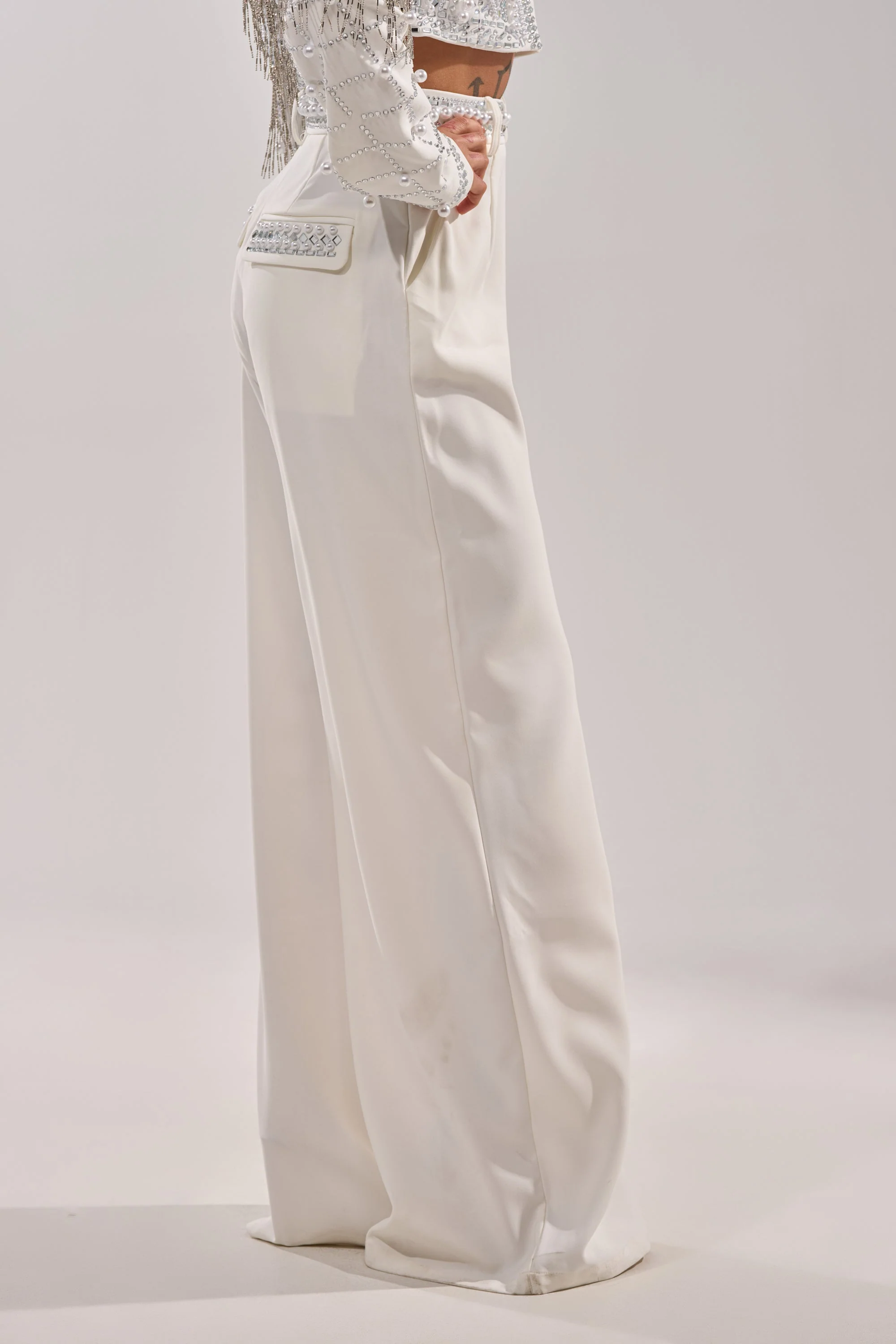 DIRTY MARTINI EMBELLISHED TROUSER IN WHITE - Image 4