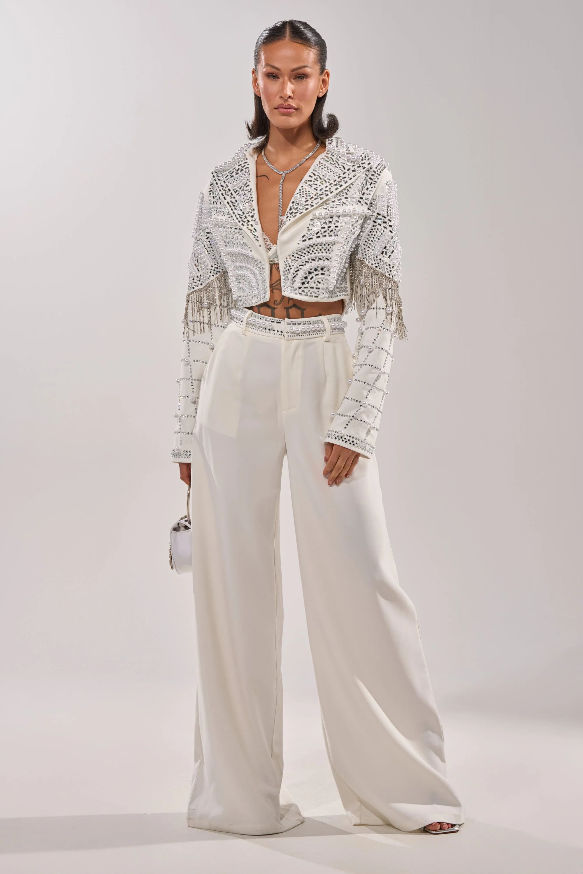 DIRTY MARTINI EMBELLISHED TROUSER IN WHITE - Image 7