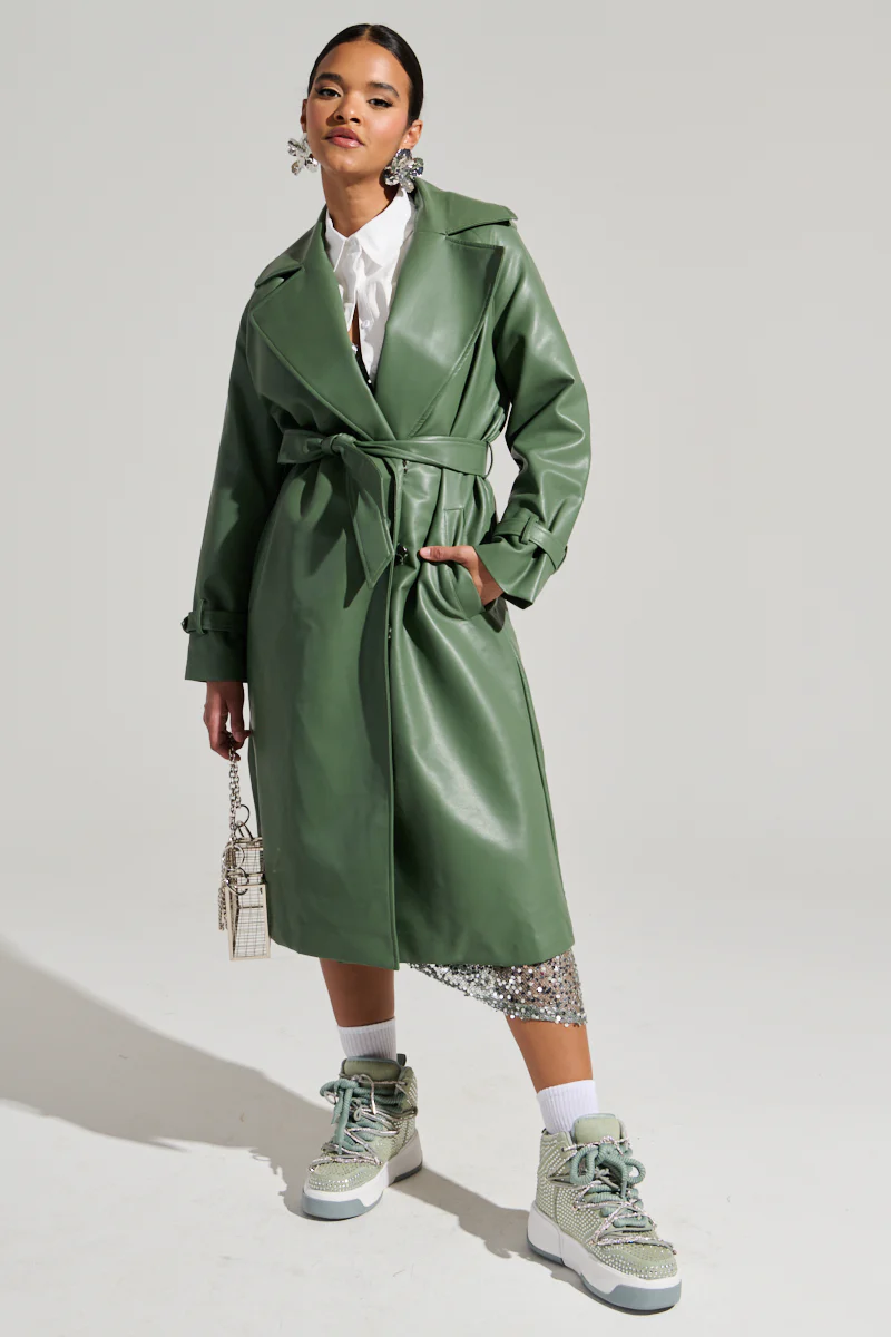 DIRTY MARTINI FAUX LEATHER TRENCH - Image 4