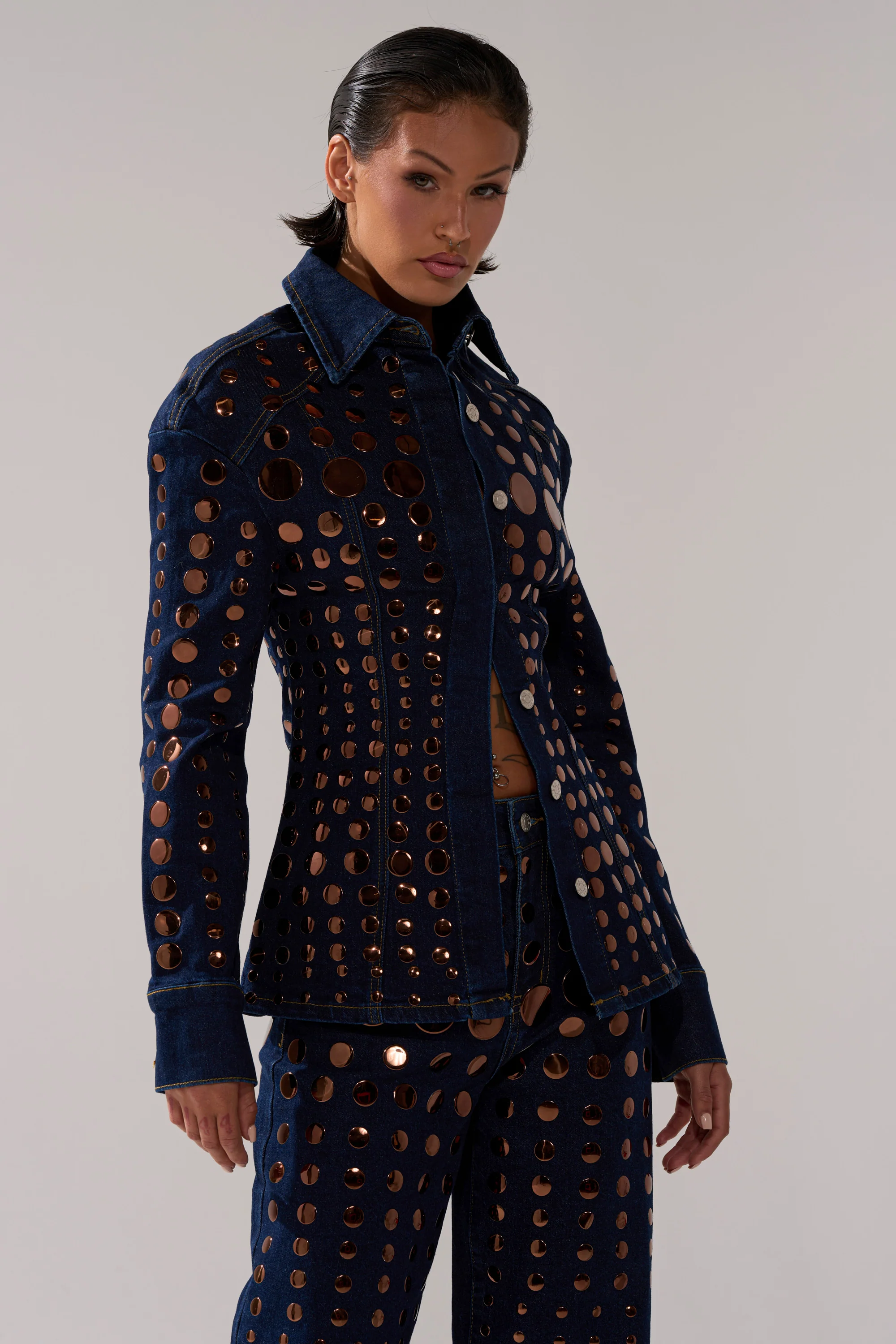 DISCO BABE DENIM BUTTON DOWN - Image 4
