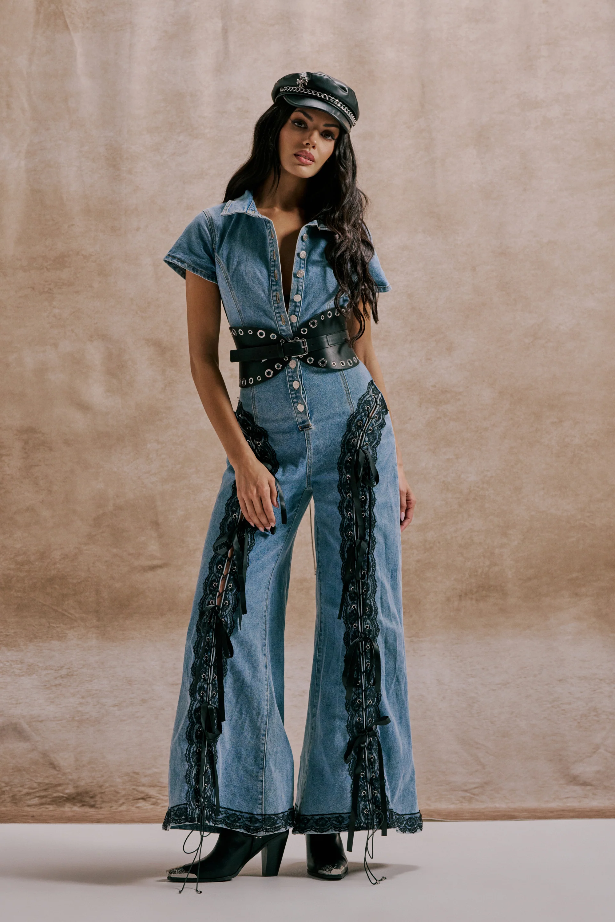 DIXIE LACE DENIM JUMPSUIT - Image 2