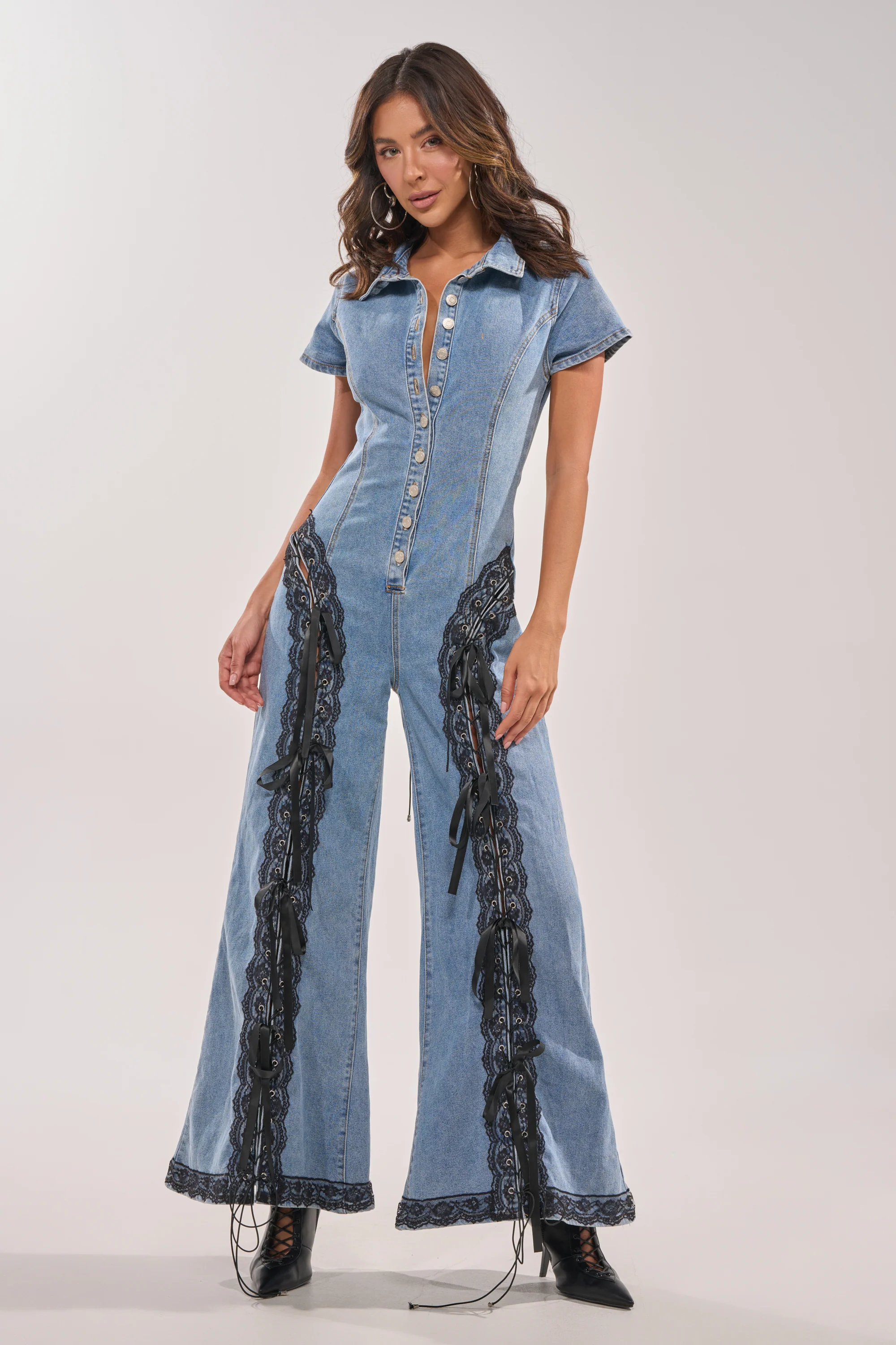DIXIE LACE DENIM JUMPSUIT - Image 5