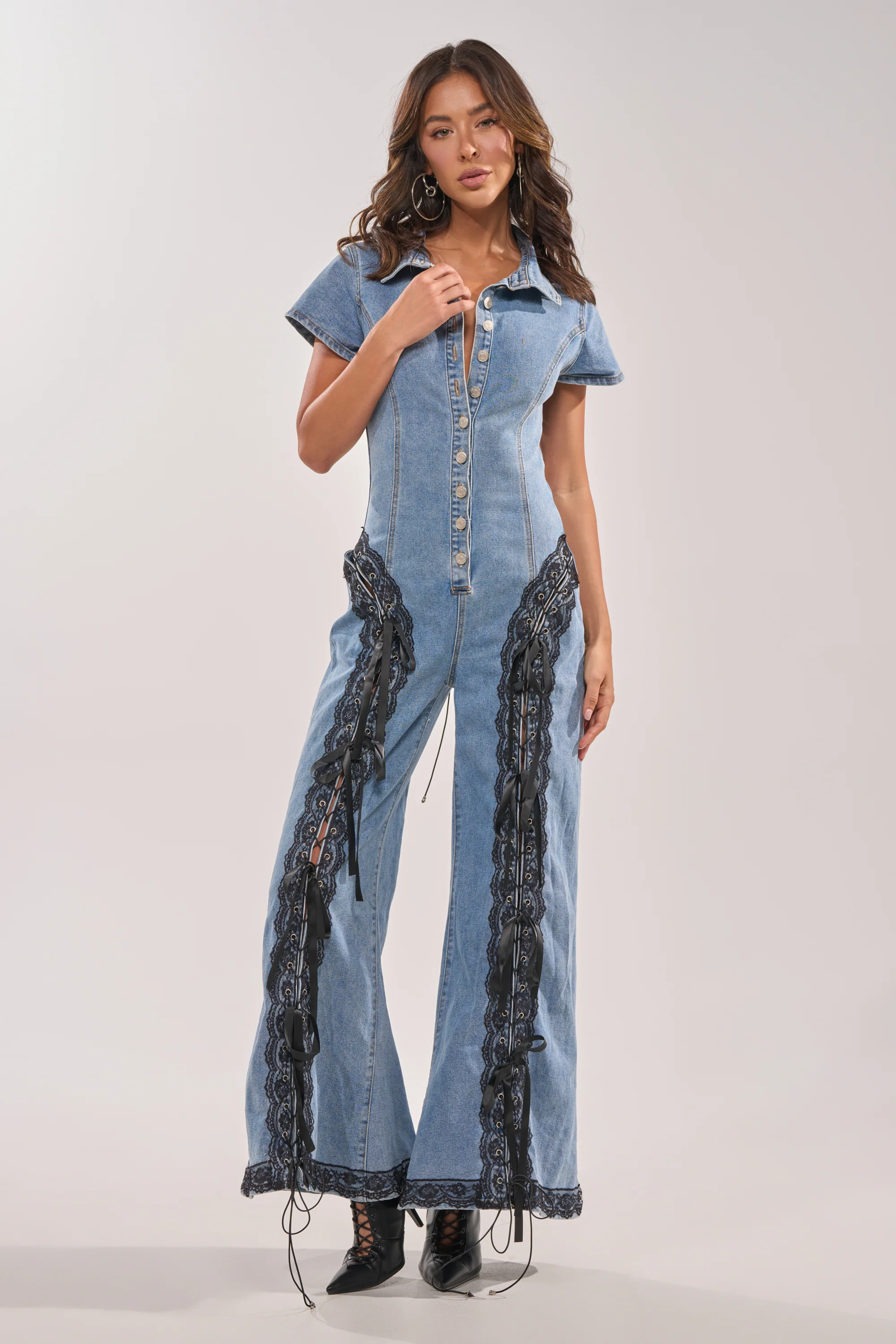 DIXIE LACE DENIM JUMPSUIT - Image 6