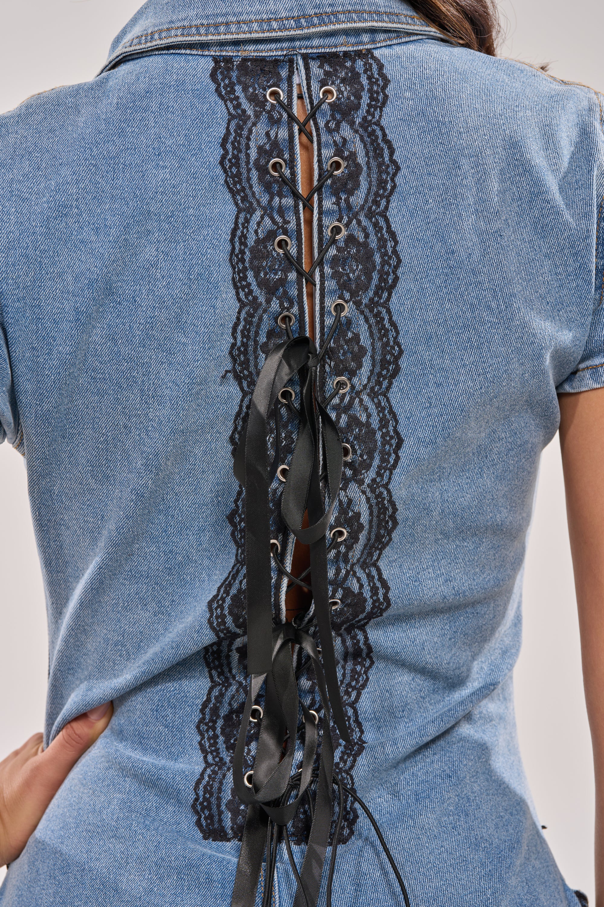 DIXIE LACE DENIM JUMPSUIT - Image 9