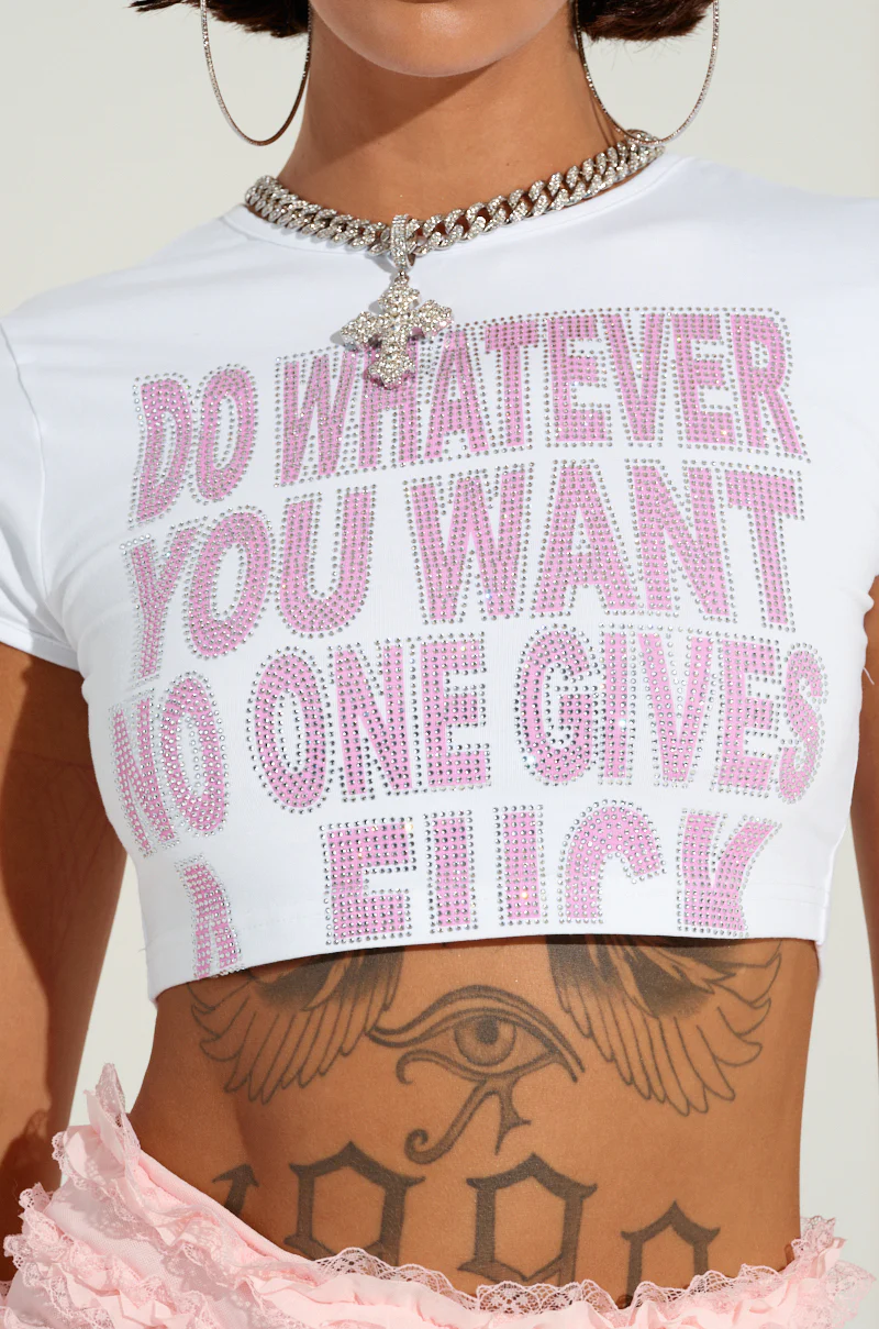 DO WHATEVER YOU WANT RHINESTONE BABY TEE - Image 6