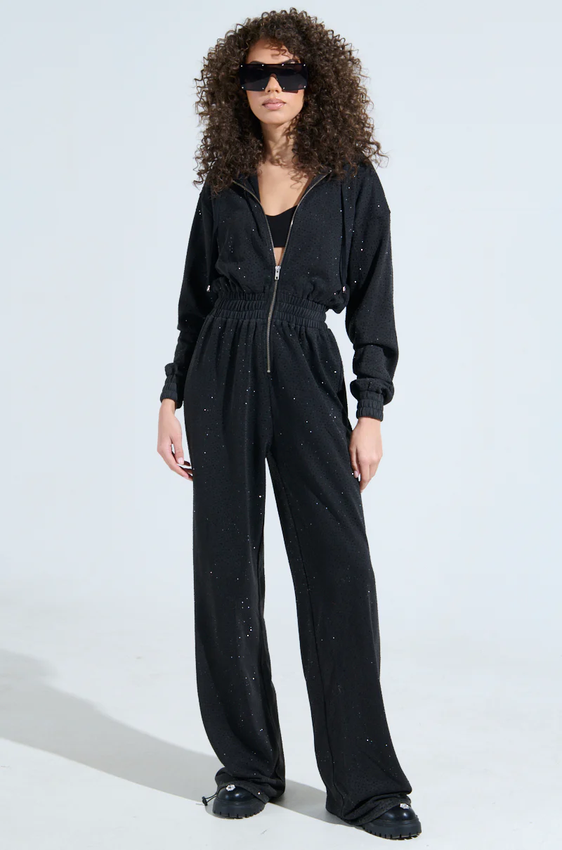 DOING THE MOST FRENCH TERRY JUMPSUIT WITH RHINESTONES