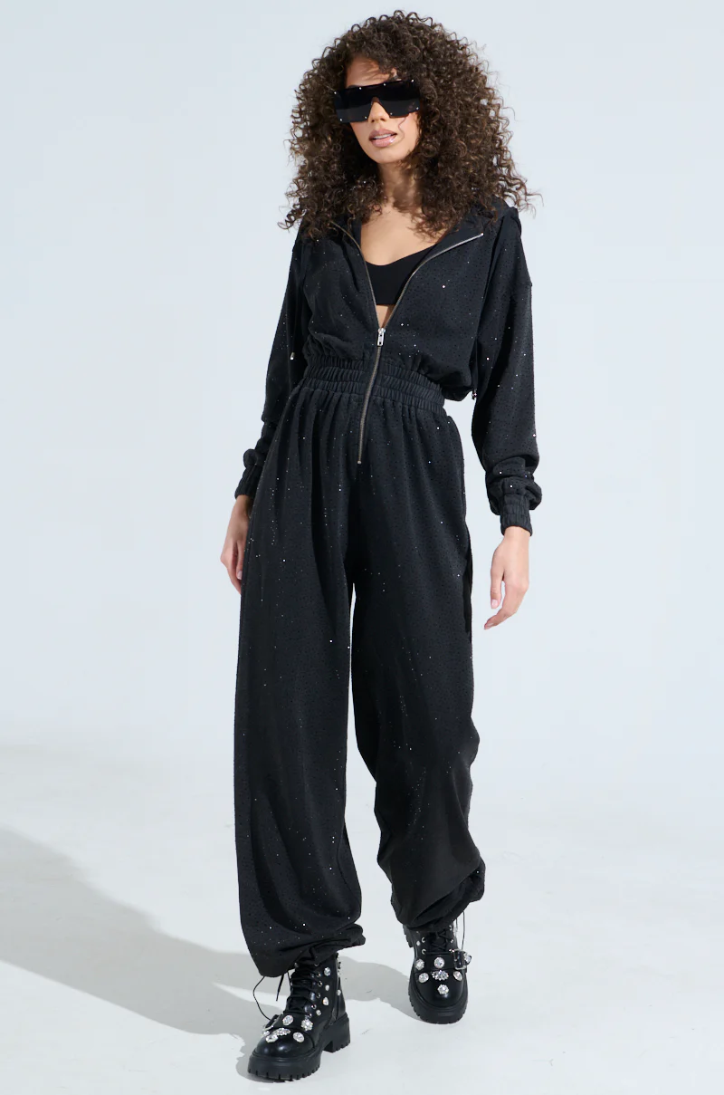 DOING THE MOST FRENCH TERRY JUMPSUIT WITH RHINESTONES - Image 2