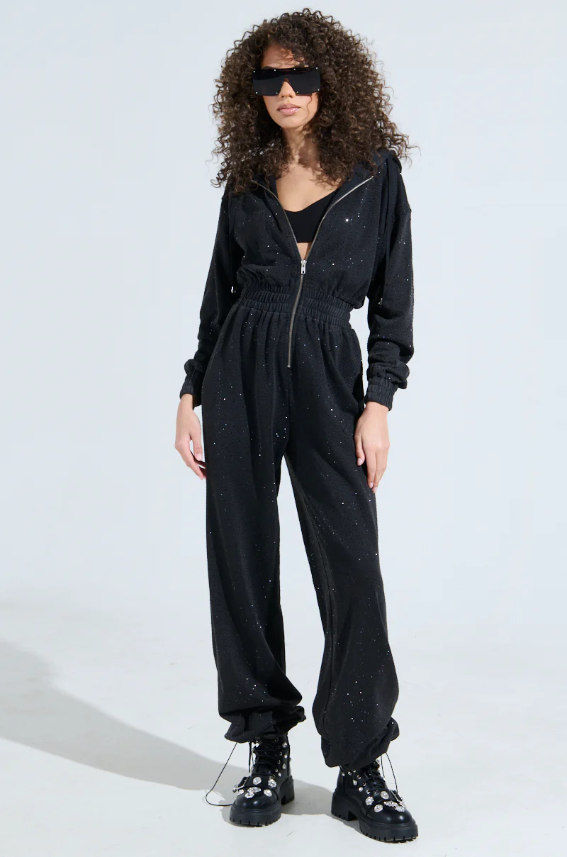 DOING THE MOST FRENCH TERRY JUMPSUIT WITH RHINESTONES - Image 3