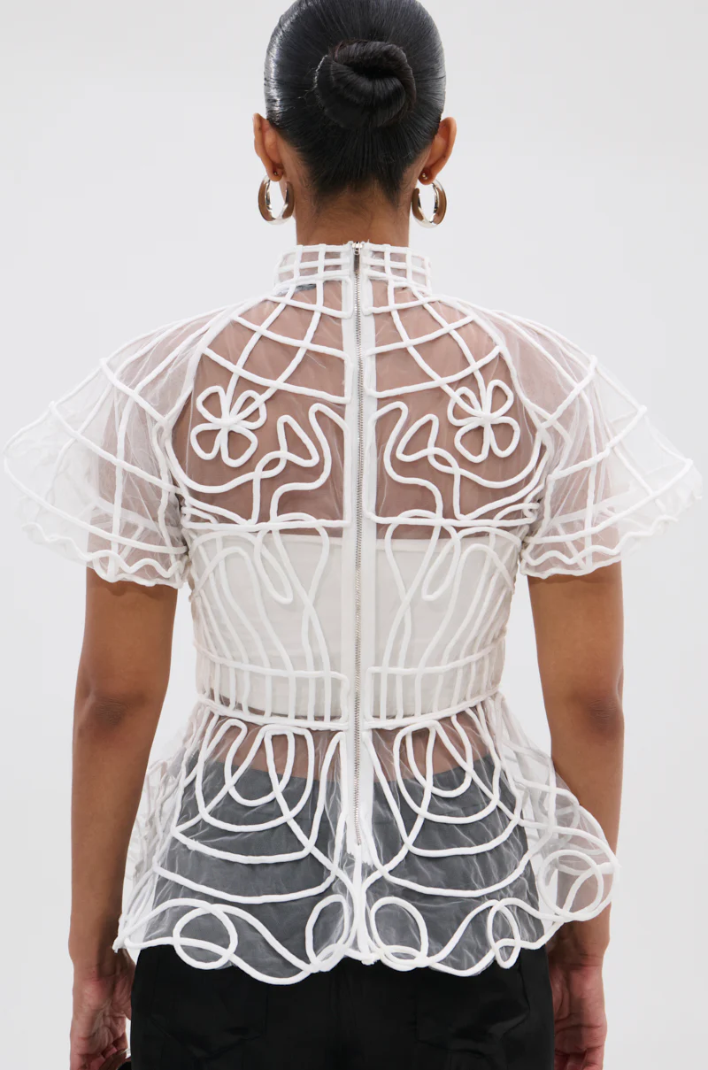 DOLL FACE SHORT SLEEVE STRUCTURED BLOUSE - Image 5