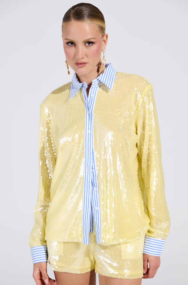 DOLLY SEQUIN BUTTON DOWN TOP - Image 3