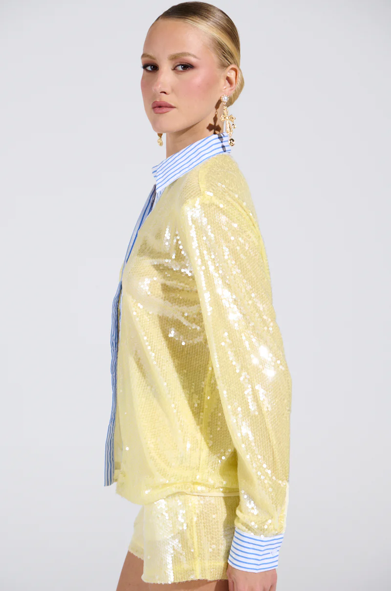 DOLLY SEQUIN BUTTON DOWN TOP - Image 4