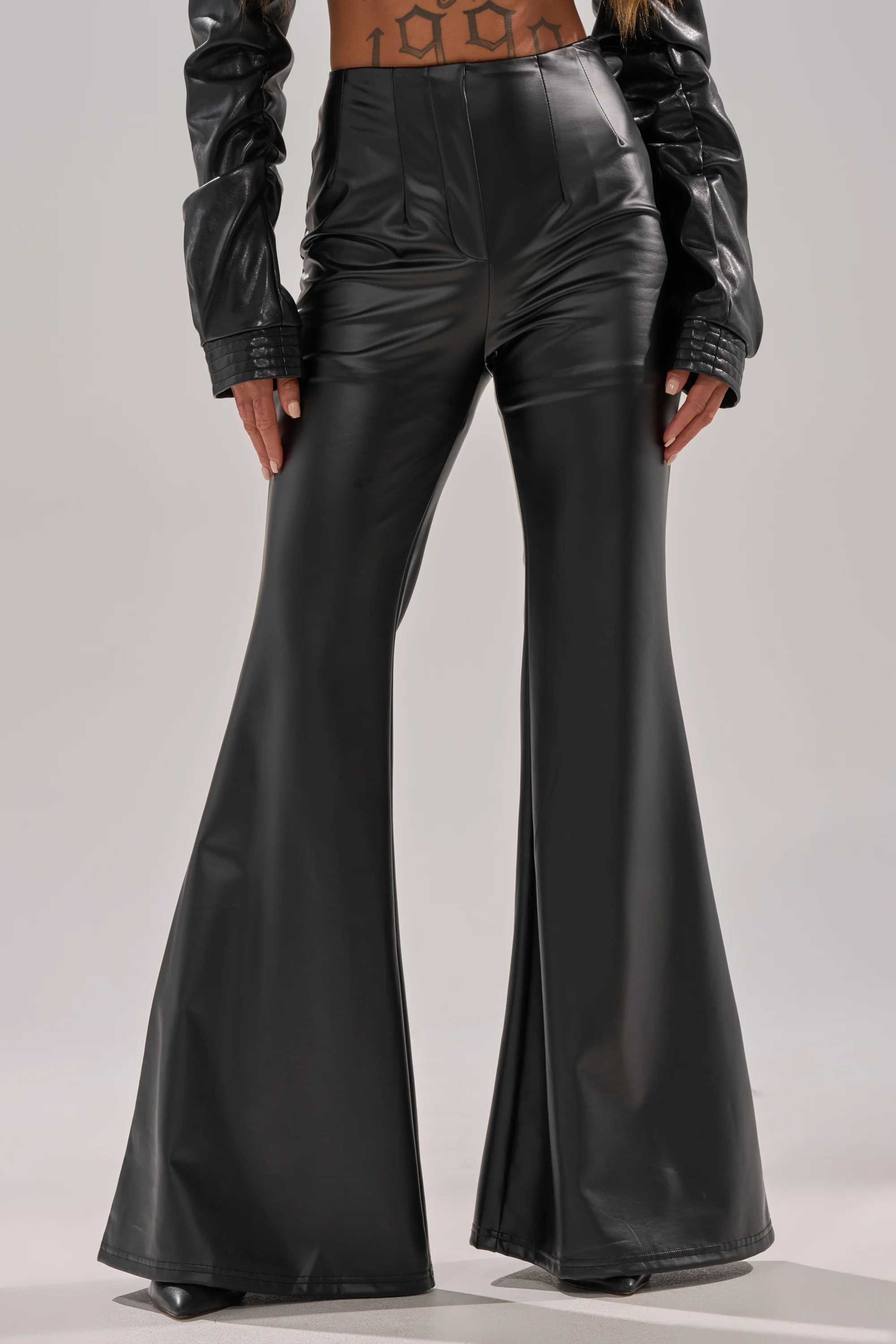DONT CRY BABY GIRL FAUX LEATHER FLARE TROUSER - Image 2