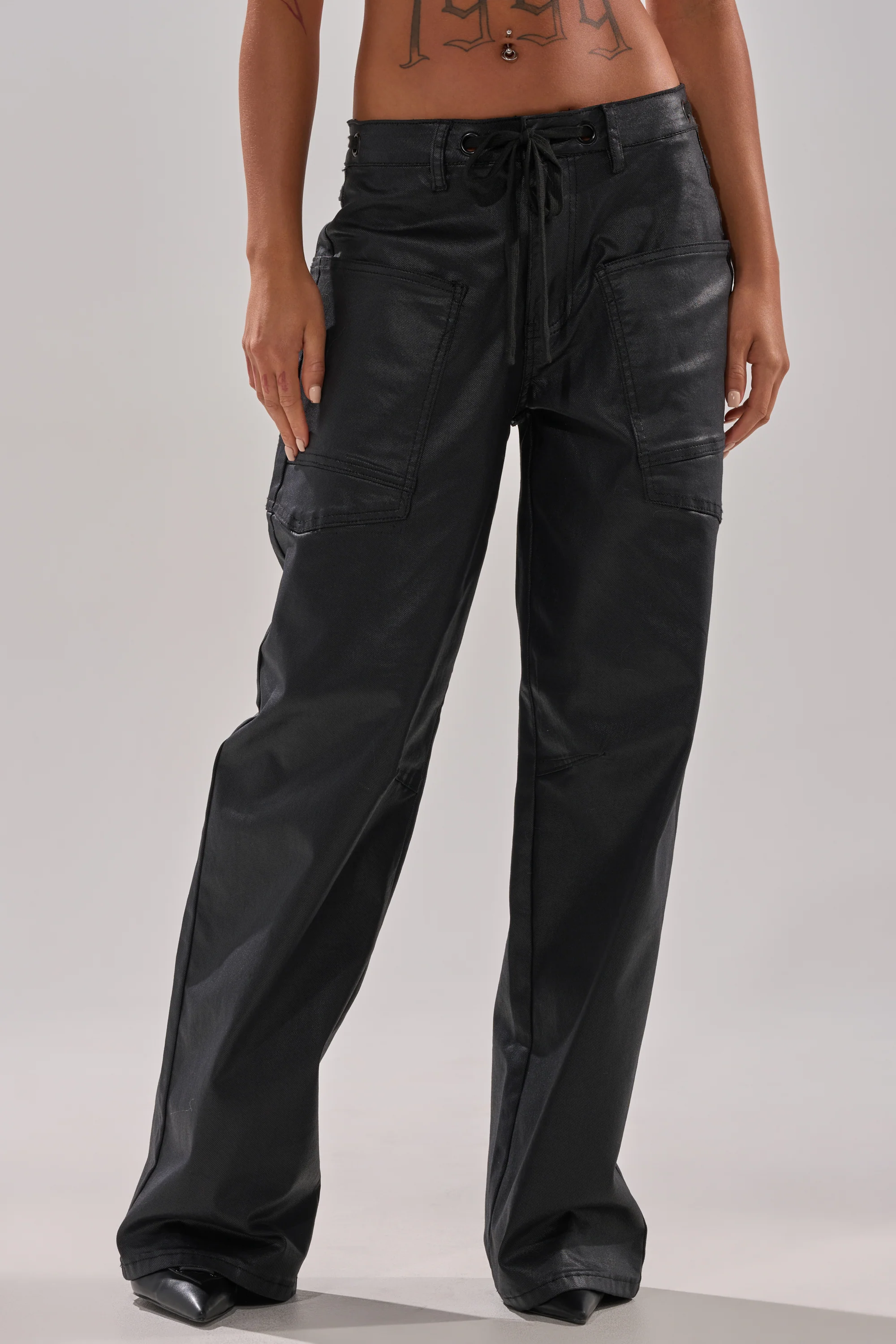 DONT GIVE UP COATED WIDE LEG DENIM WITH GROMMET - Image 2