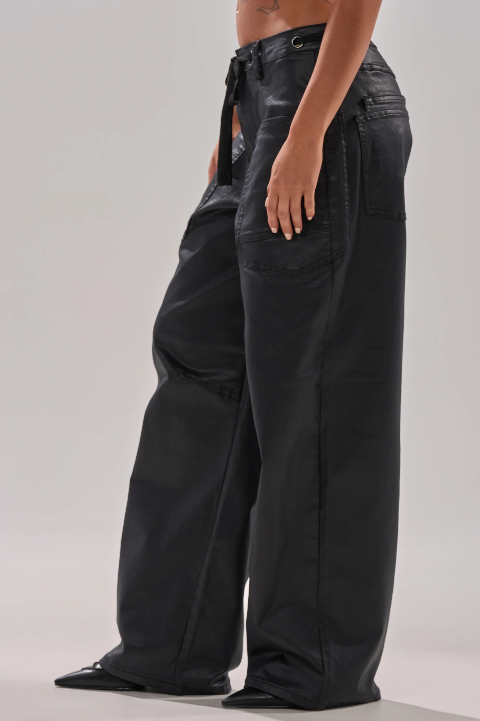 DONT GIVE UP COATED WIDE LEG DENIM WITH GROMMET - Image 3