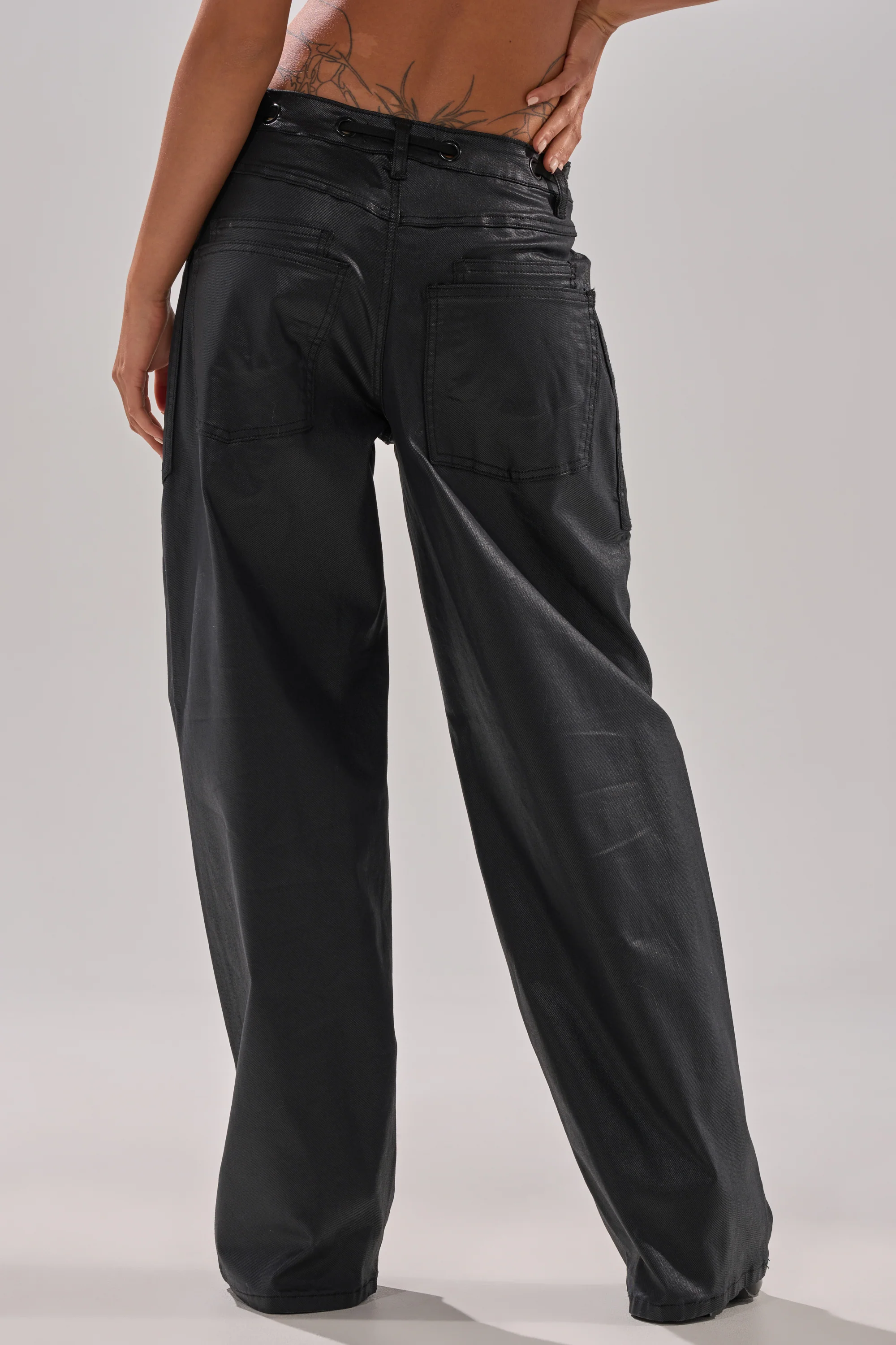 DONT GIVE UP COATED WIDE LEG DENIM WITH GROMMET - Image 4