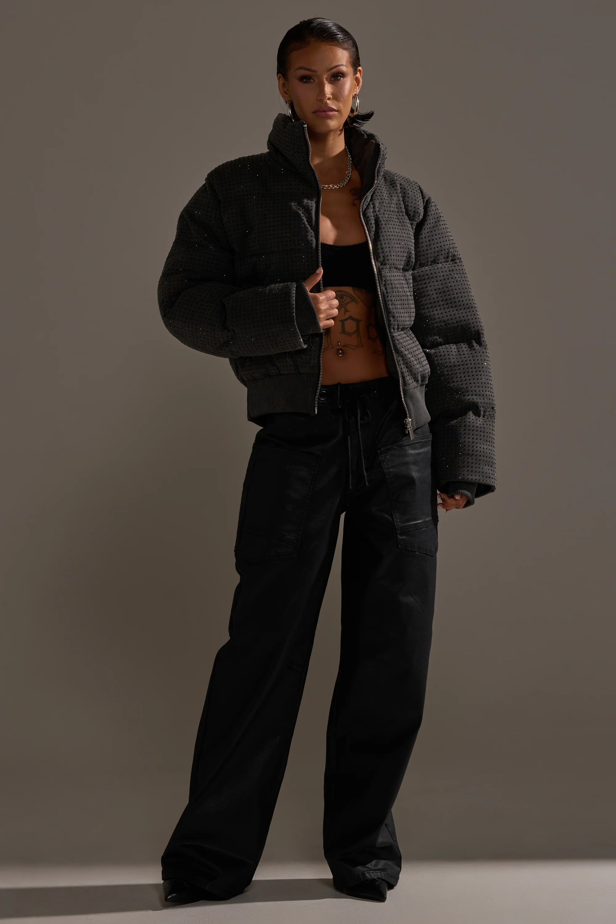 DONT GIVE UP COATED WIDE LEG DENIM WITH GROMMET - Image 5