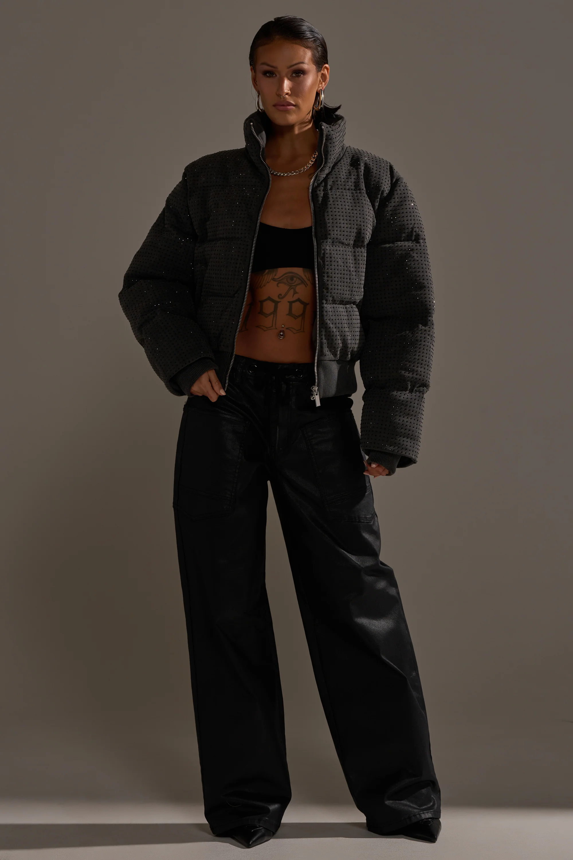 DONT GIVE UP COATED WIDE LEG DENIM WITH GROMMET - Image 6