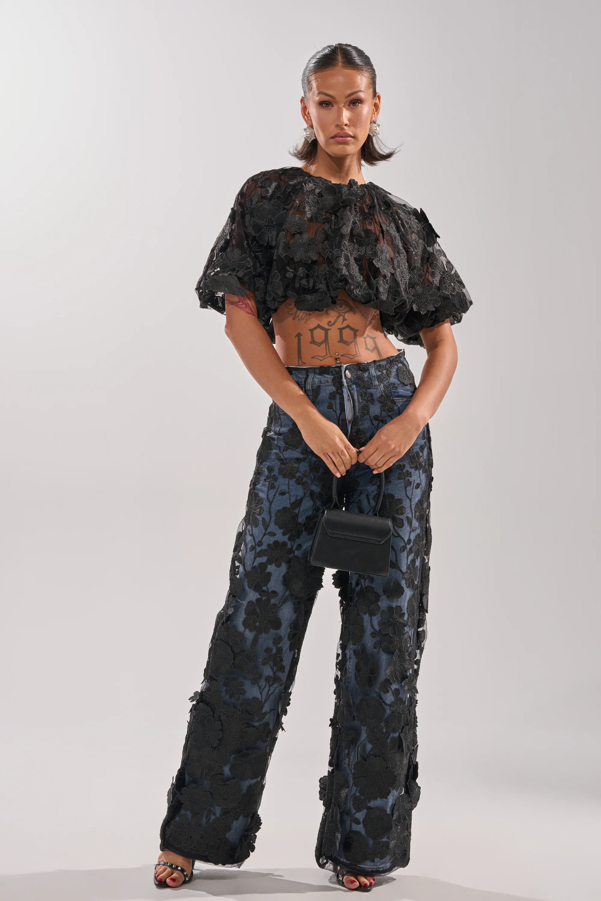 DONT GIVE UP RELAXED DENIM WITH TULLE OVERLAY - Image 6