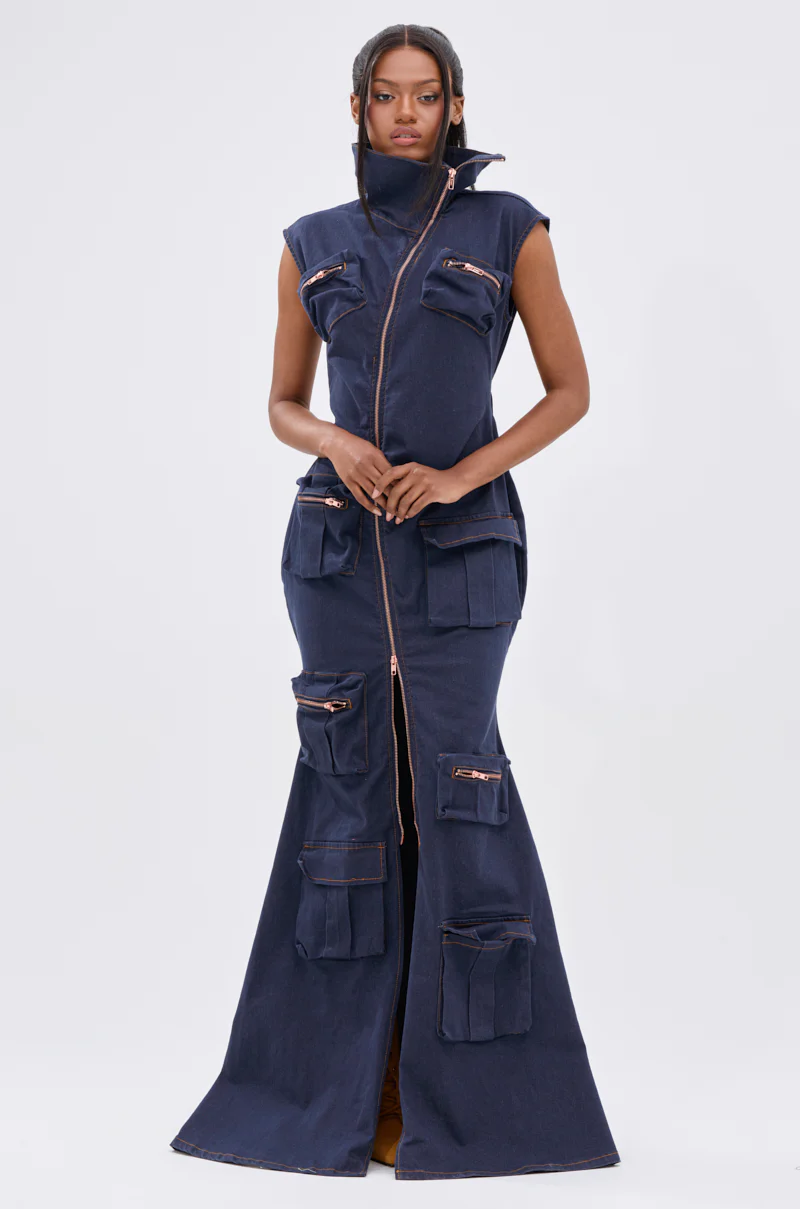 DONT MESS WITH ME COLLARED DENIM MAXI DRESS - Image 2