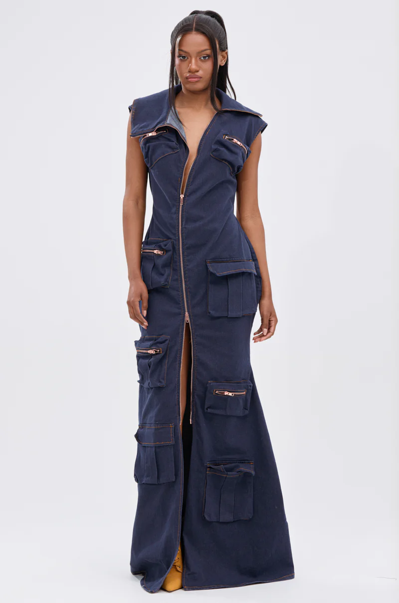 DONT MESS WITH ME COLLARED DENIM MAXI DRESS - Image 3