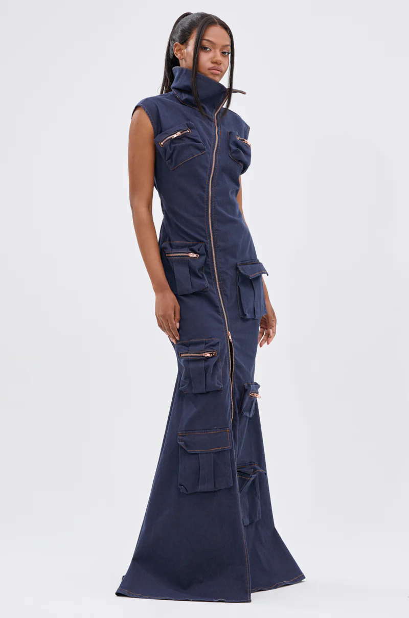 DONT MESS WITH ME COLLARED DENIM MAXI DRESS - Image 4