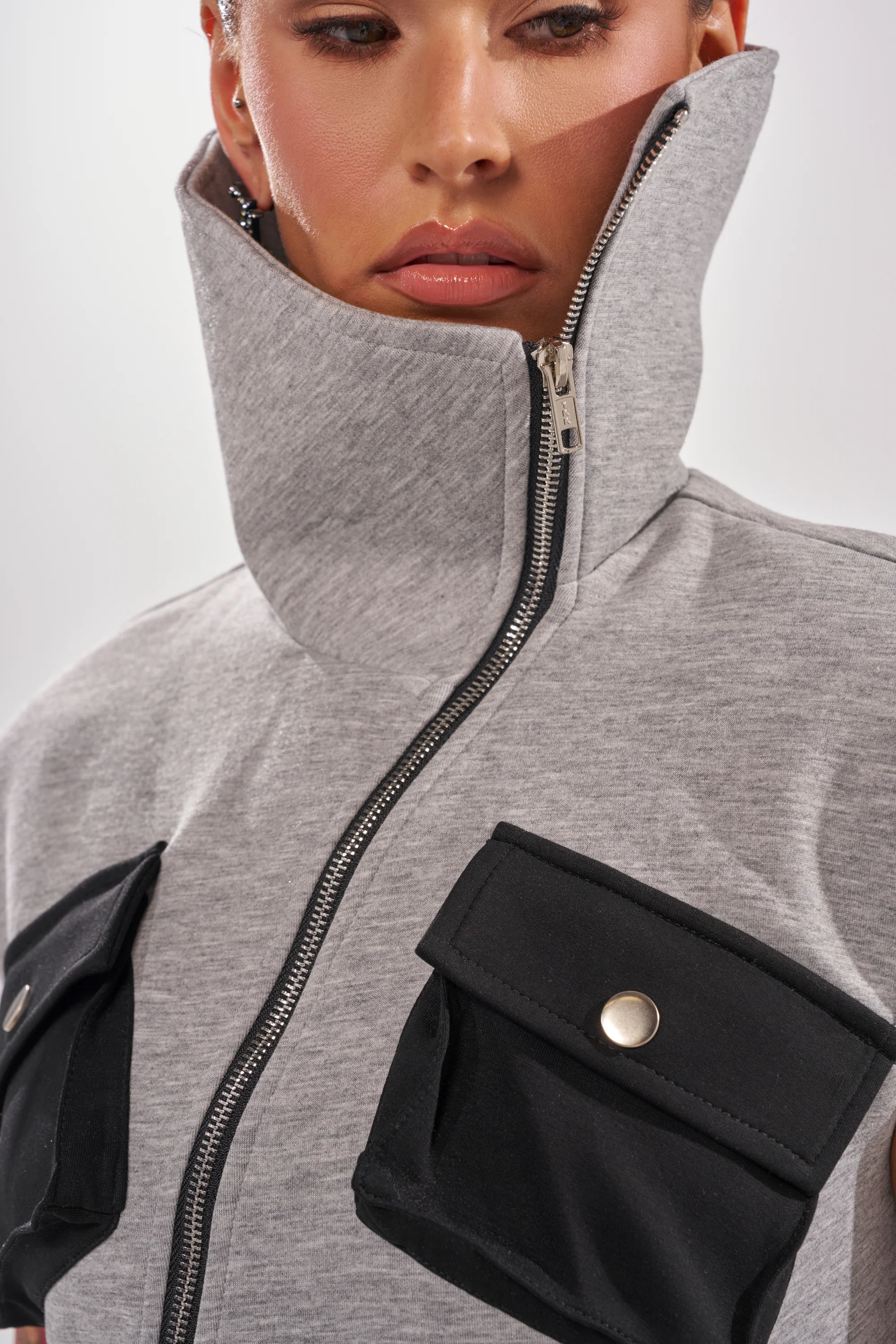 DON'T MESS WITH ME COLLARED MAXI DRESS IN GREY SCUBA - Image 11