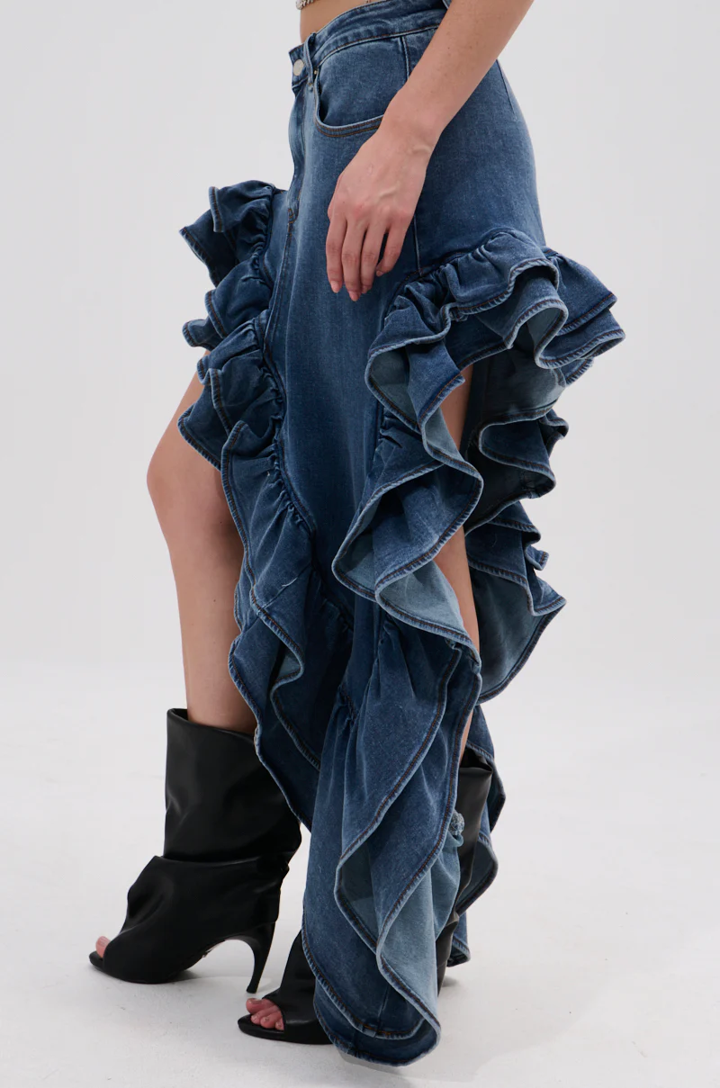 DONT MESS WITH MY HEART DENIM RUFFLE SKIRT - Image 3