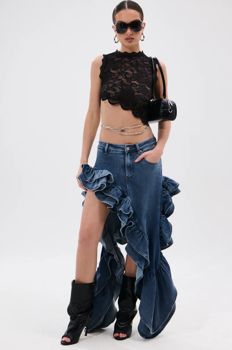 DONT MESS WITH MY HEART DENIM RUFFLE SKIRT - Image 7
