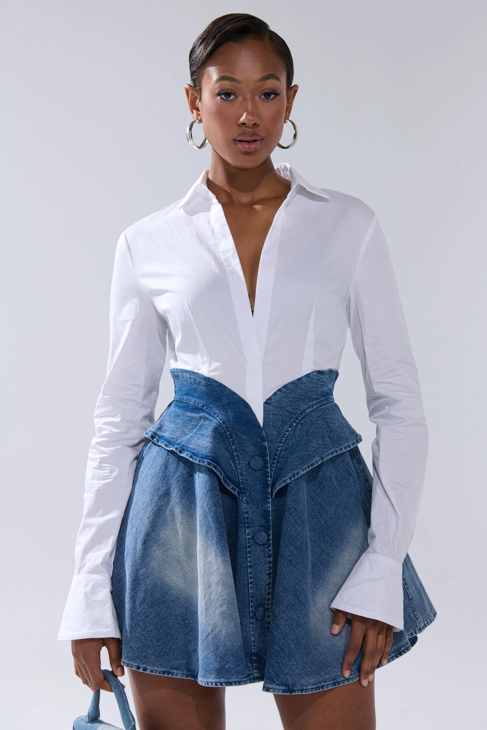 DONT NEED NOBODY DENIM MINI DRESS - Image 2