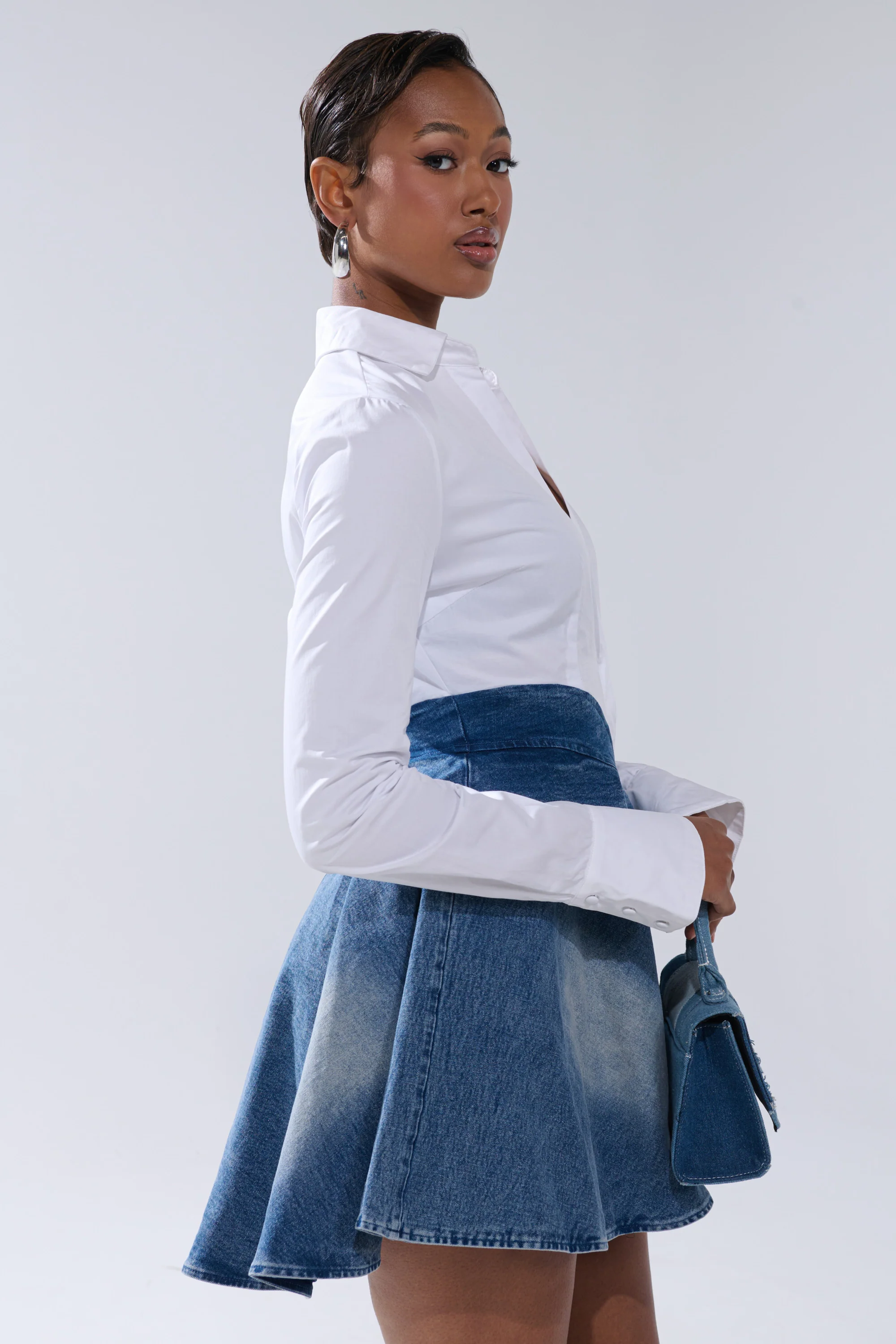 DONT NEED NOBODY DENIM MINI DRESS - Image 3