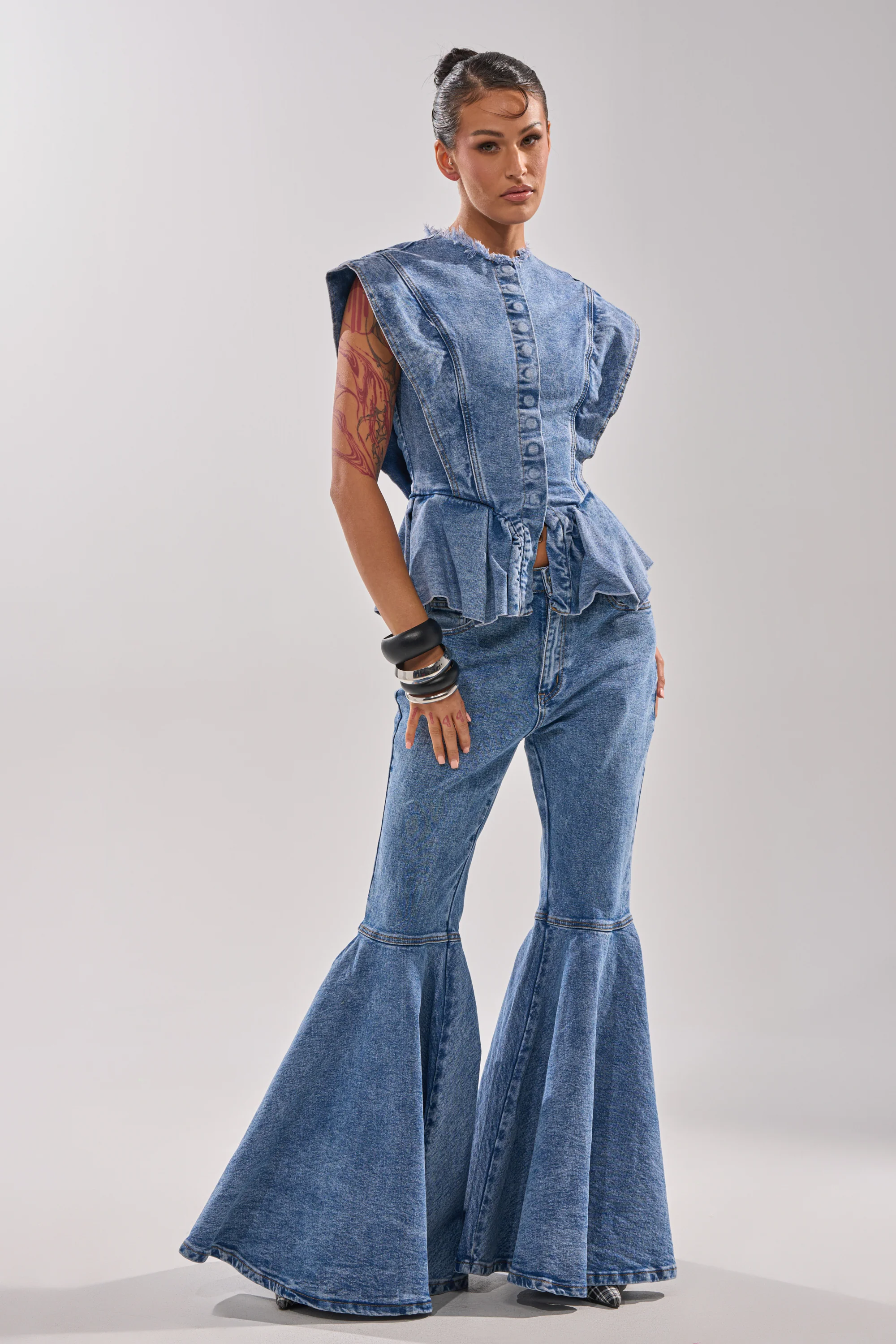 DONT PLAY WITH MY HEART BELL BOTTOM DENIM - Image 3