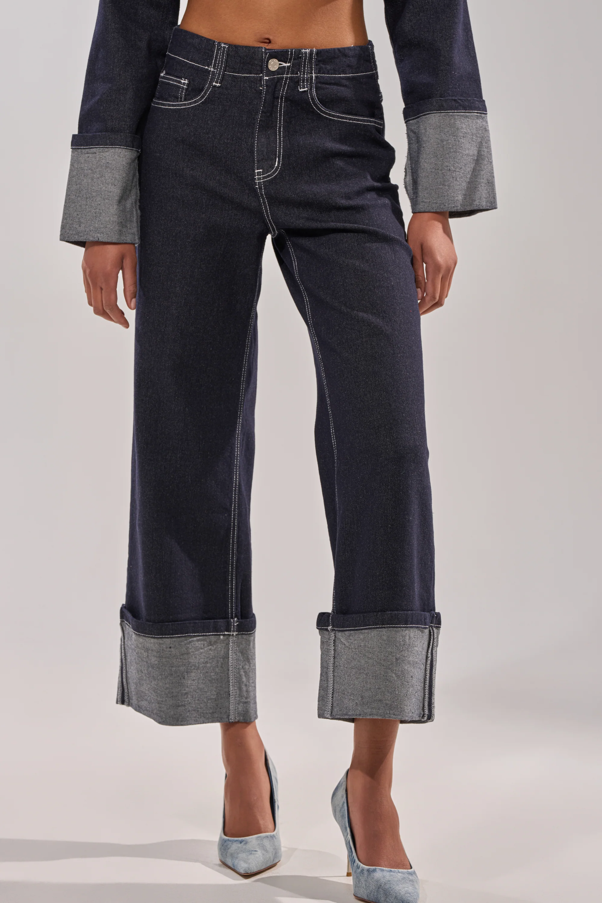 DON'T TALK TO ME WIDE LEG DENIM JEANS - Image 4