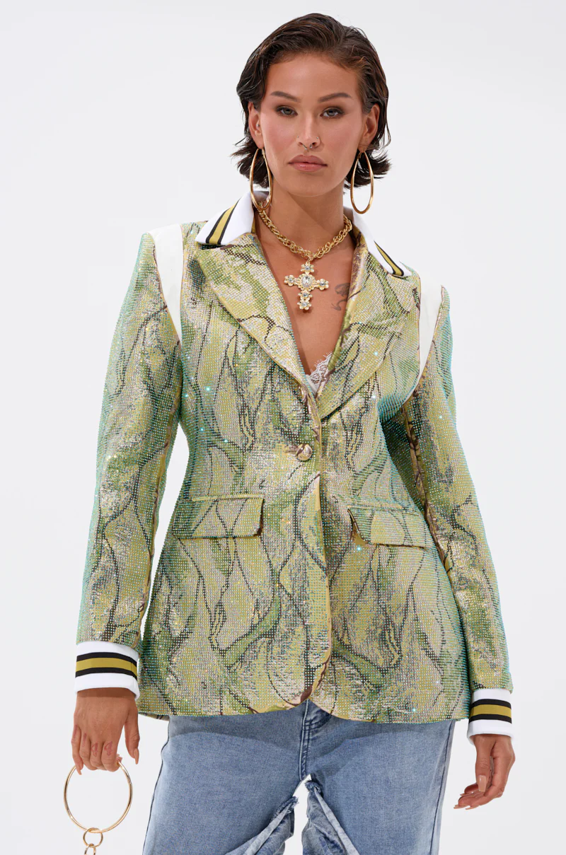 DON'T TRY ME EMBELLISHED BROCADE BLAZER - Image 2