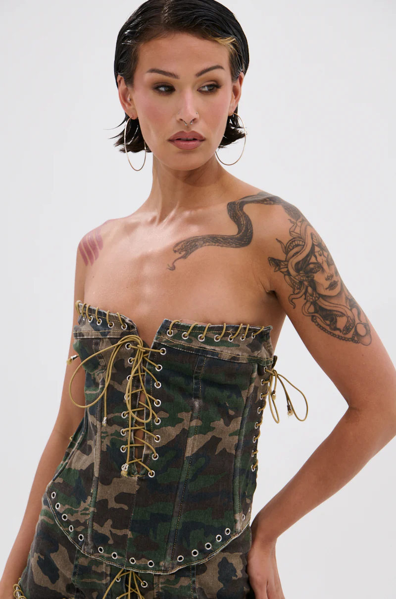 DOWN AND DIRTY CAMO CORSET