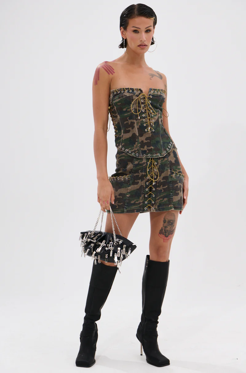 DOWN AND DIRTY CAMO MINI SKIRT - Image 6