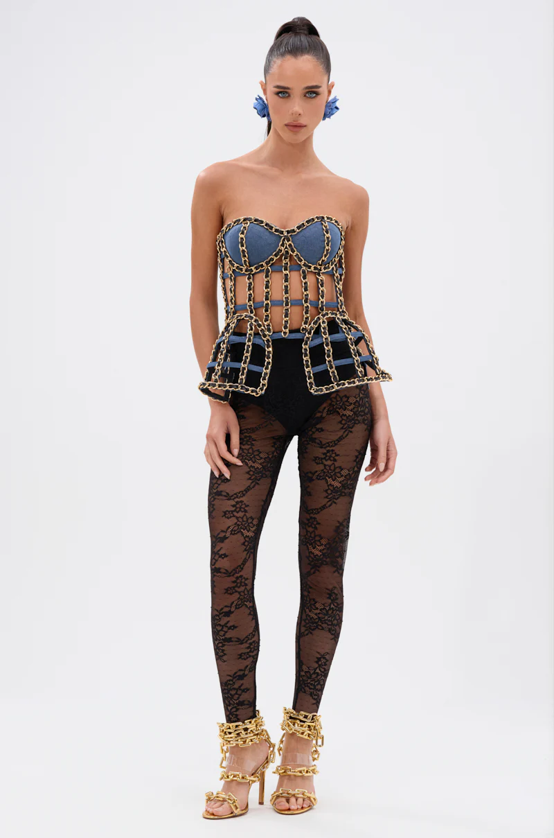 DOWN SOUTH CHAIN DETAIL BUSTIER TOP - Image 7
