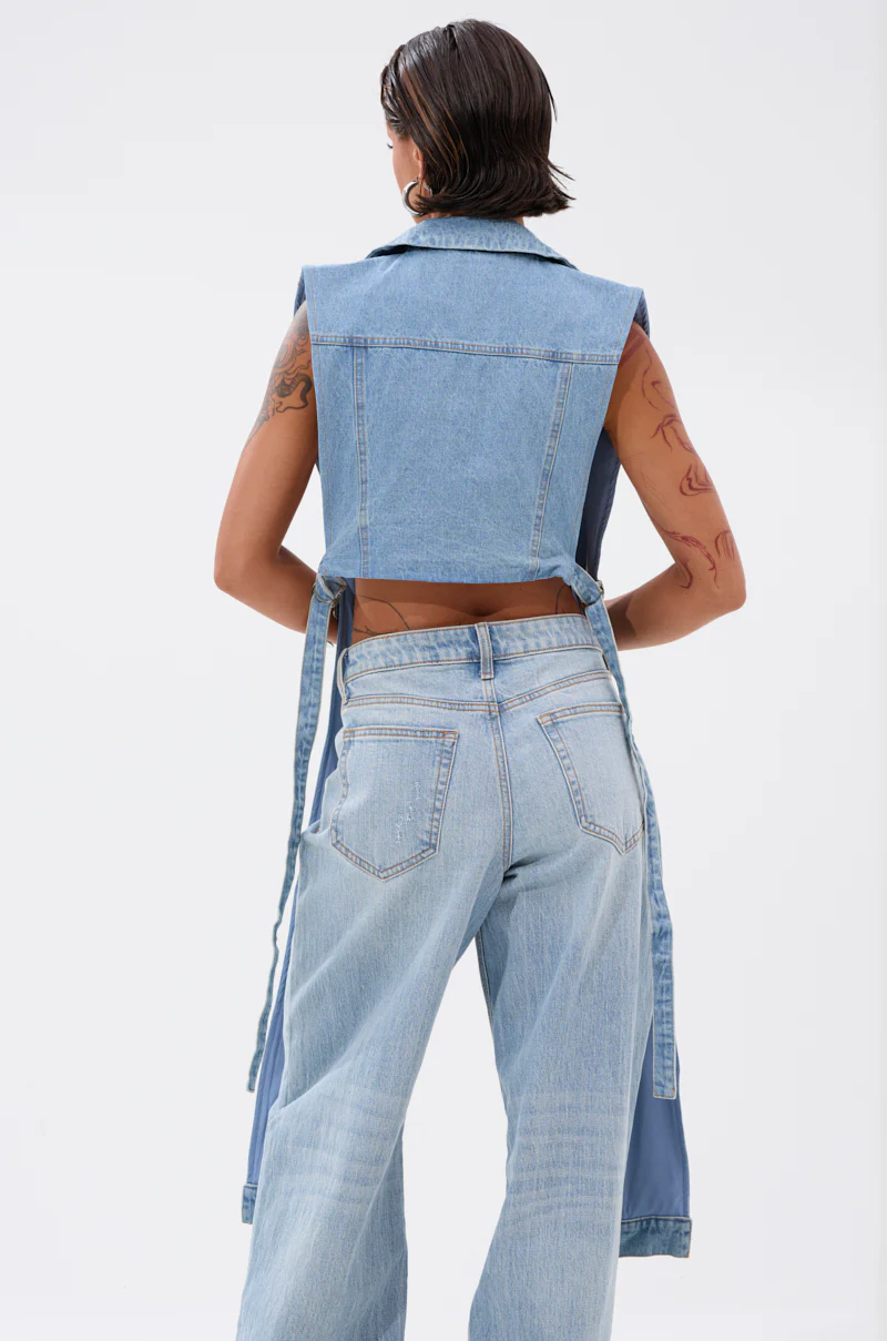 DOWN TO IT SPLIT DENIM VEST - Image 4