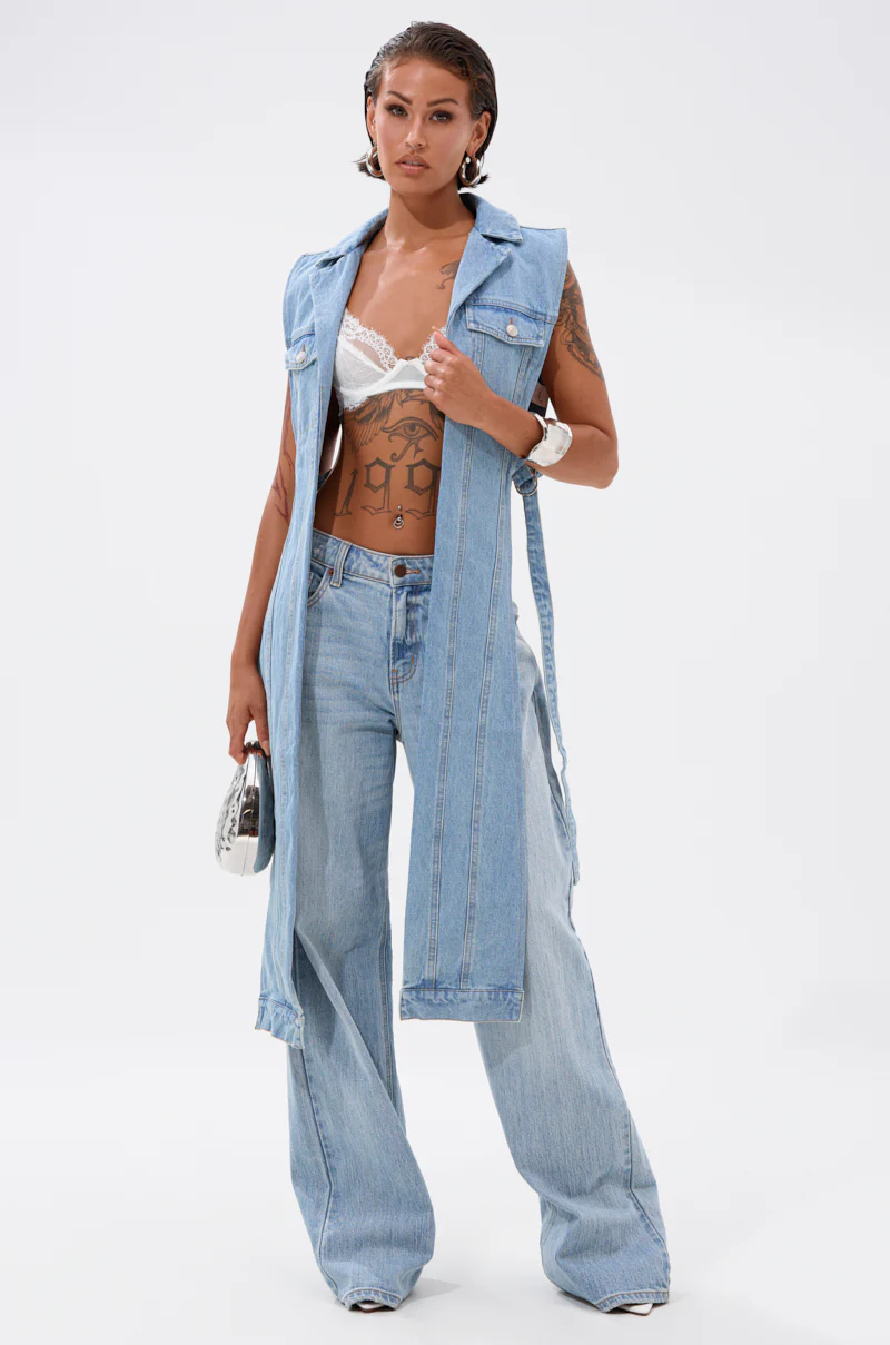 DOWN TO IT SPLIT DENIM VEST - Image 5