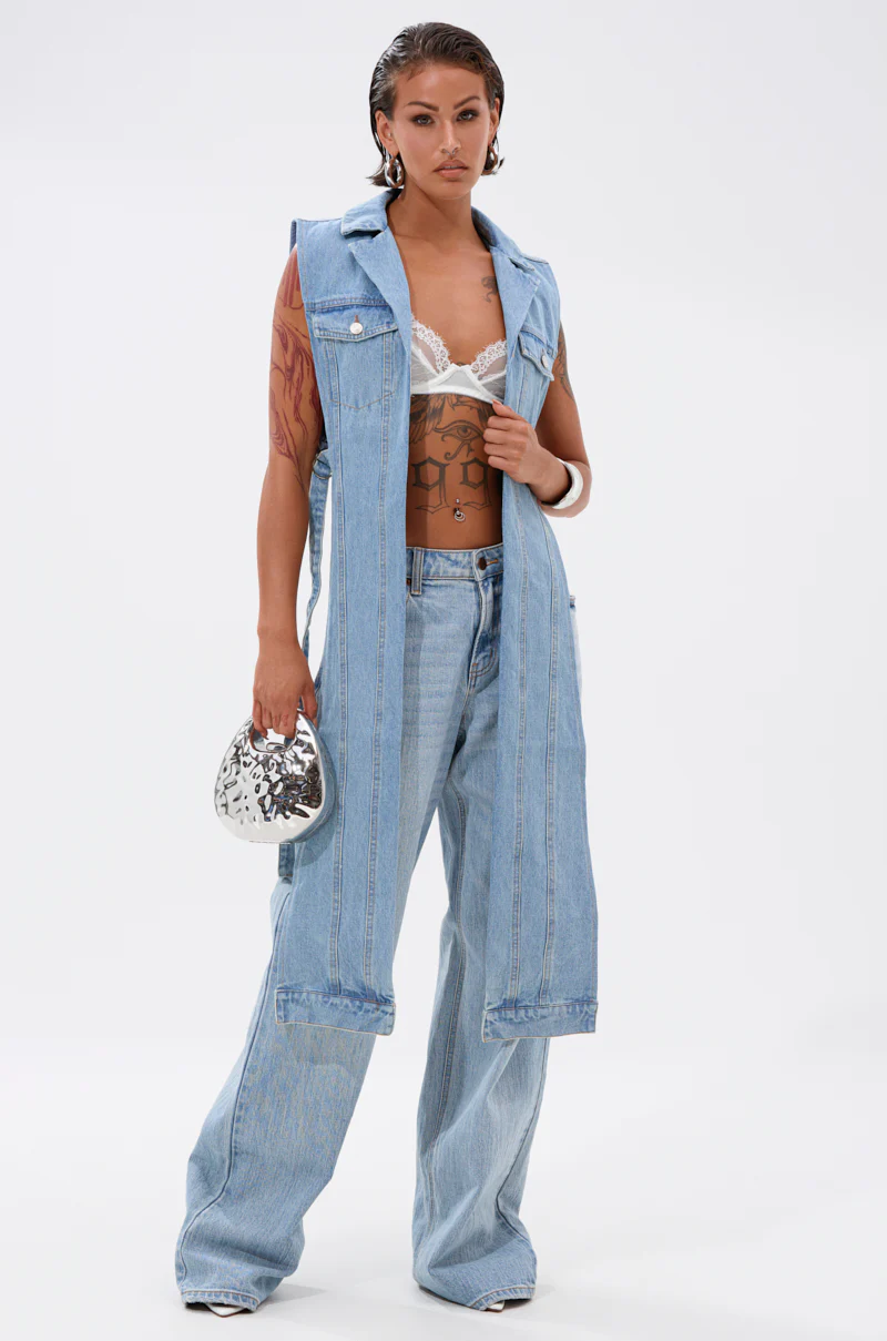 DOWN TO IT SPLIT DENIM VEST - Image 6