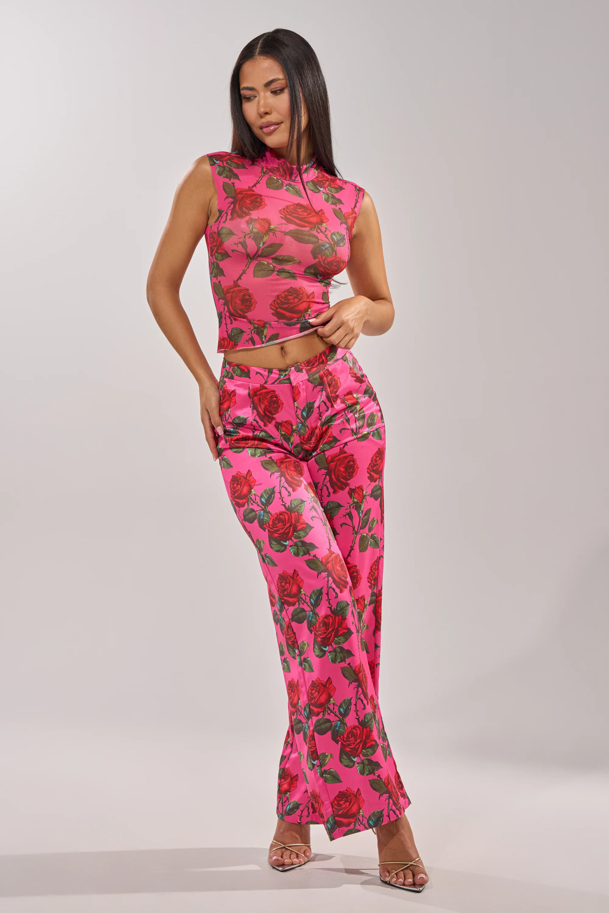 DOZEN ROSES SATIN PANT IN FUCHSIA - Image 12