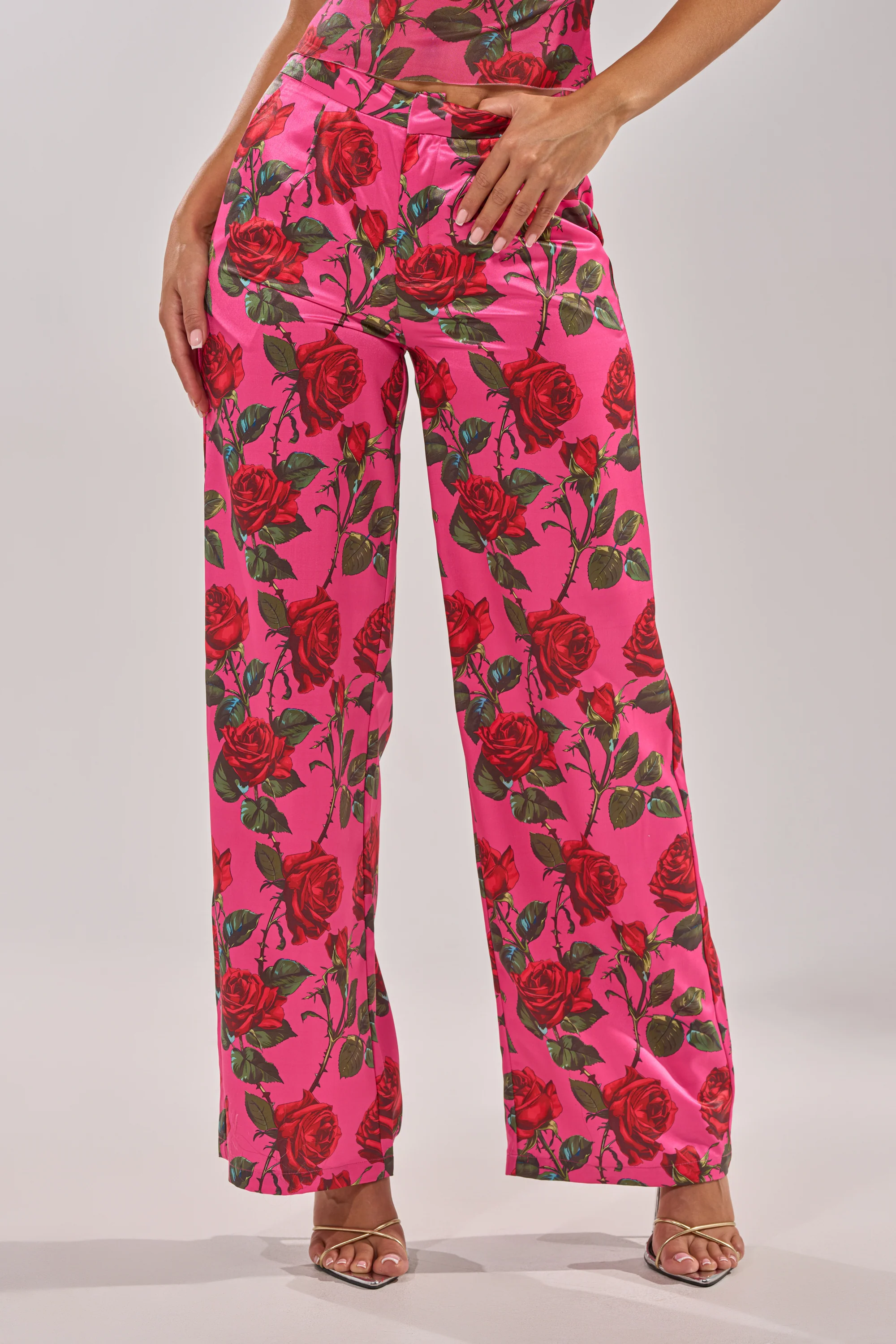 DOZEN ROSES SATIN PANT IN FUCHSIA - Image 7
