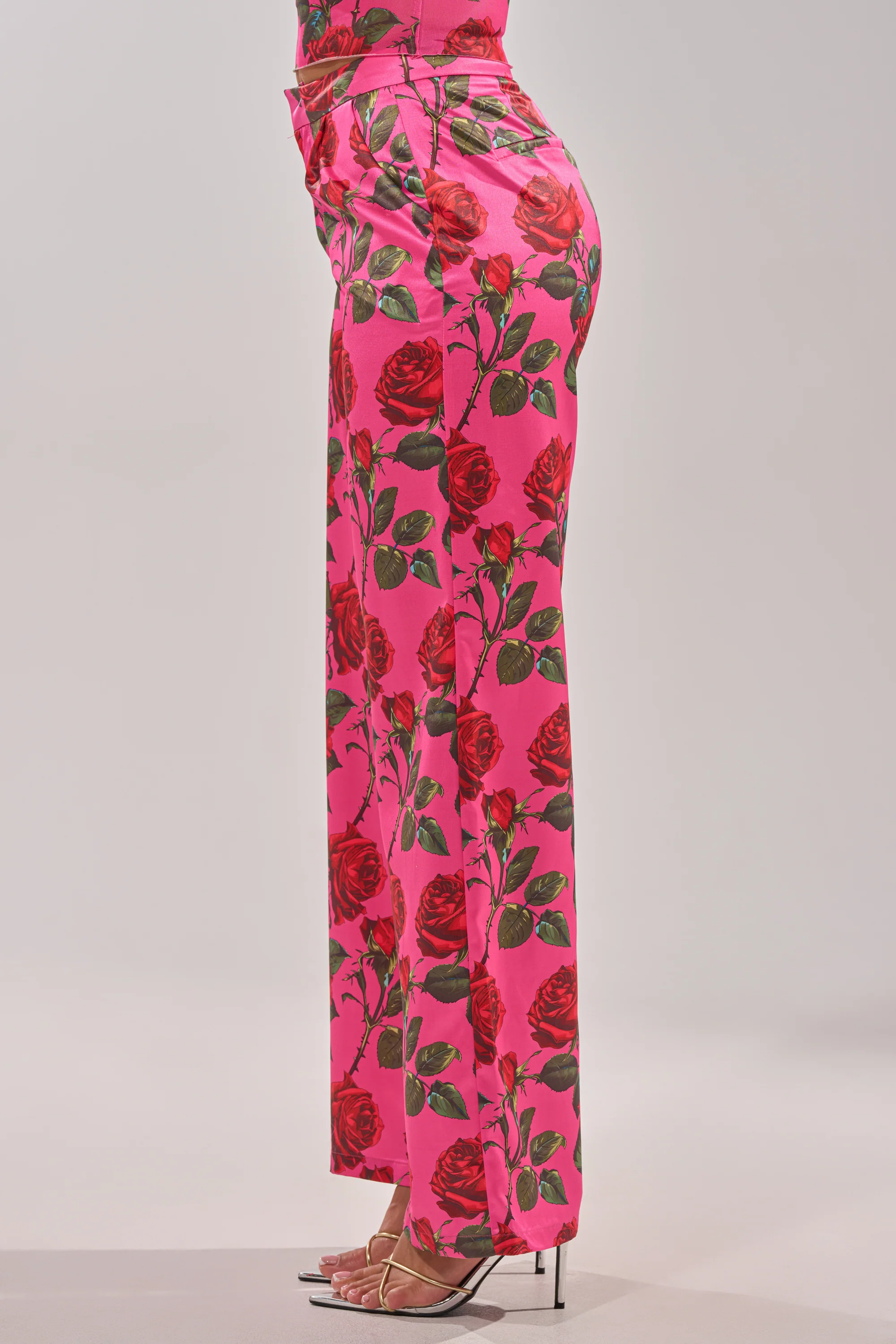 DOZEN ROSES SATIN PANT IN FUCHSIA - Image 8