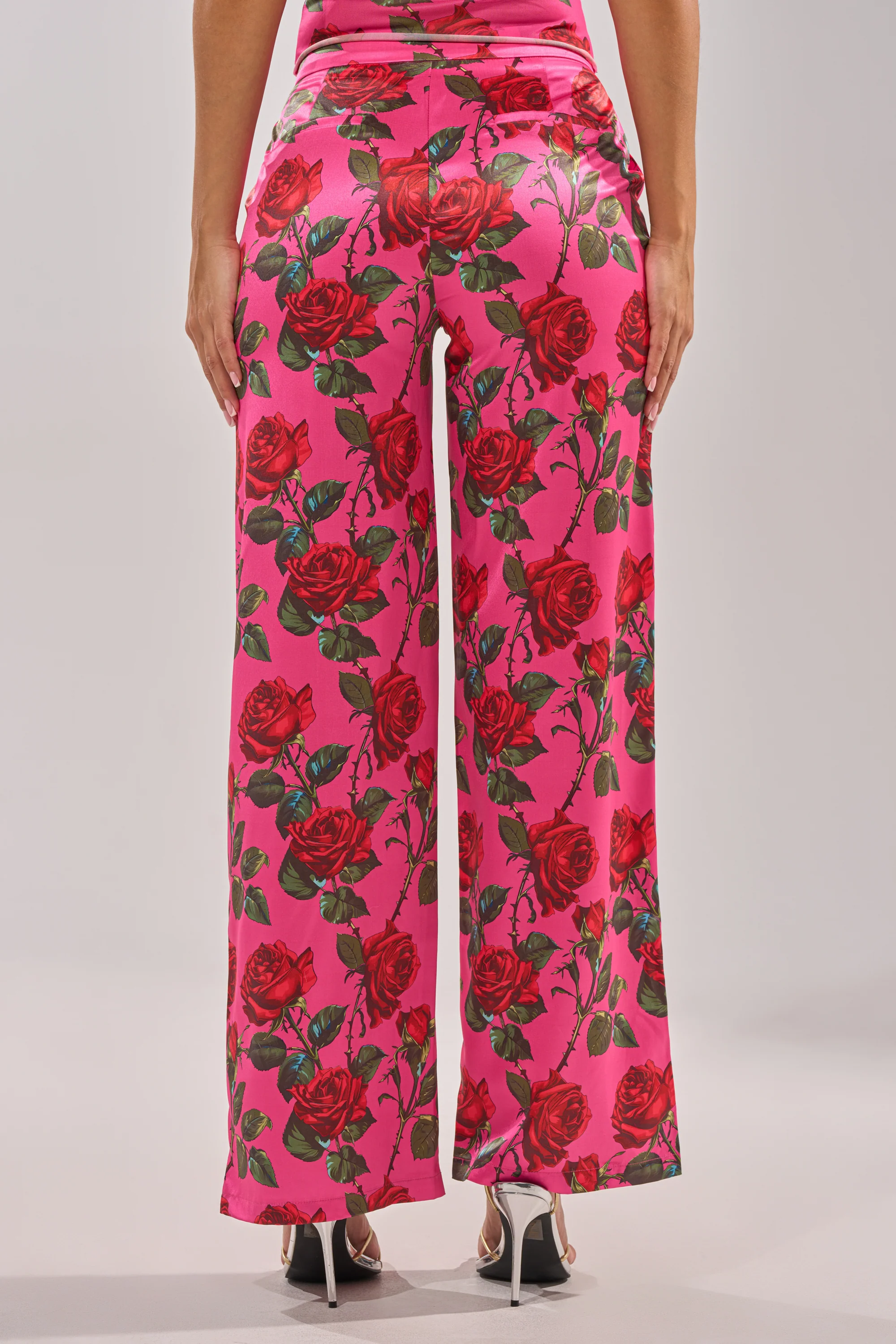 DOZEN ROSES SATIN PANT IN FUCHSIA - Image 9