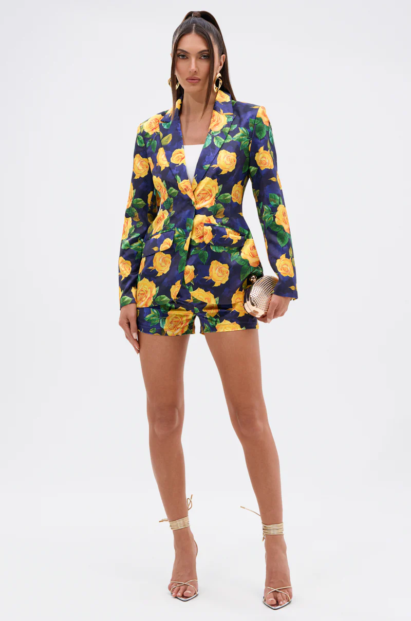 DOZEN ROSES SATIN SHORTS IN NAVY - Image 7