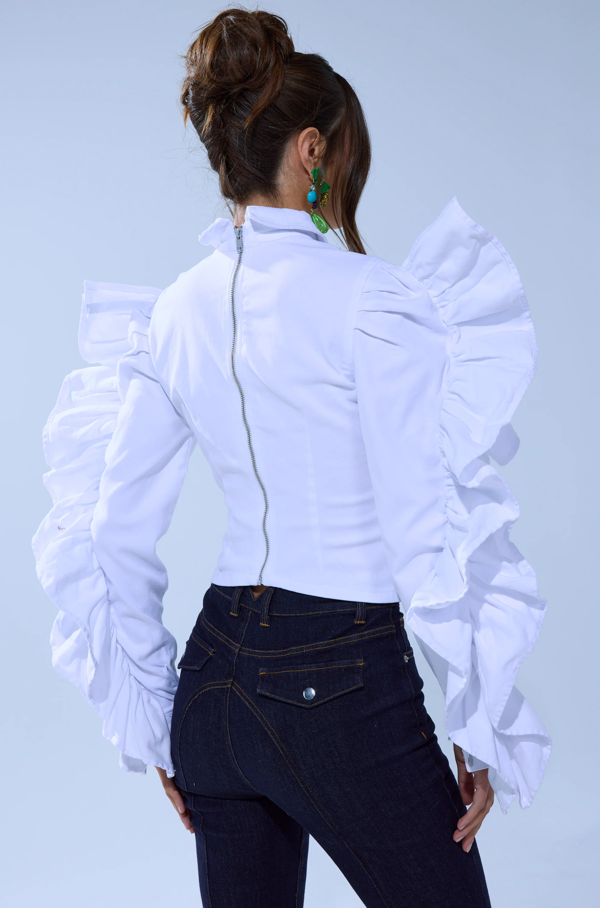 DREA RUFFLE SLEEVE BUTTON DOWN - Image 6