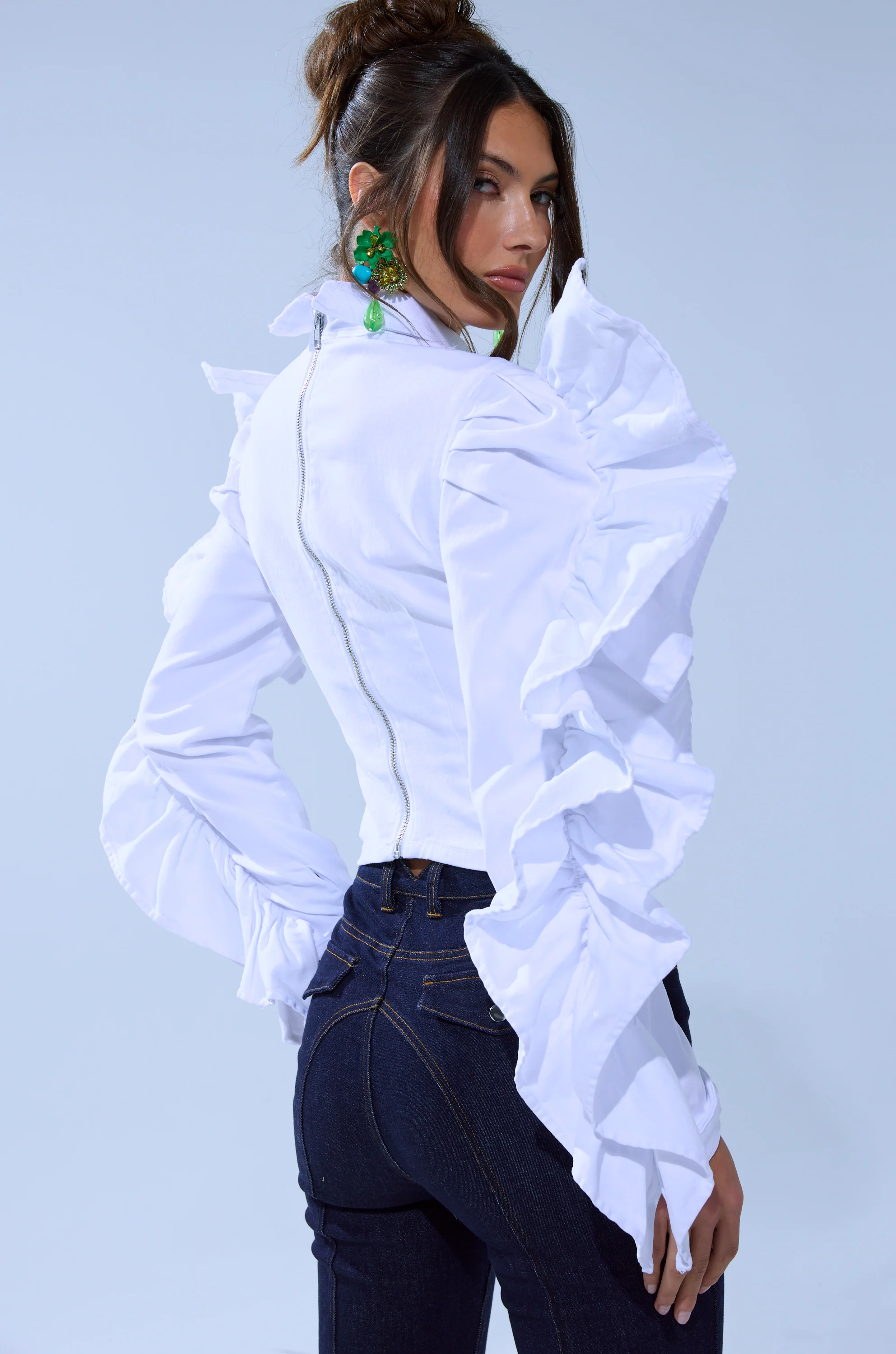 DREA RUFFLE SLEEVE BUTTON DOWN - Image 7